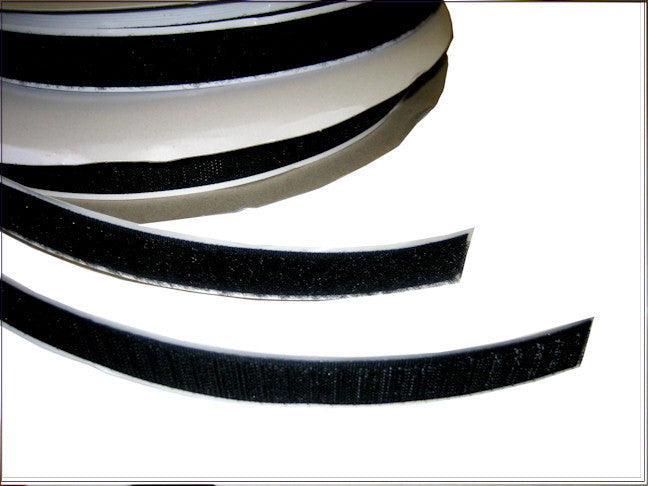 Black Adhesive Back Hook and Loop Fastener Tape - 1 Foot Length | Strong Stick-on Fastener for DIY, Crafts, Organizing & Home Improvement Projects