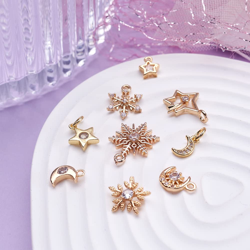Pandahall Micro Pave Clear Cubic Zirconia Brass Gold Plated Charms - Jewelry Making Supplies for Bracelets, Earrings & Necklaces - DIY Craft Accessories for Women (Perfect for Gift Giving, Party Favors & Handmade Jewelry Designs)