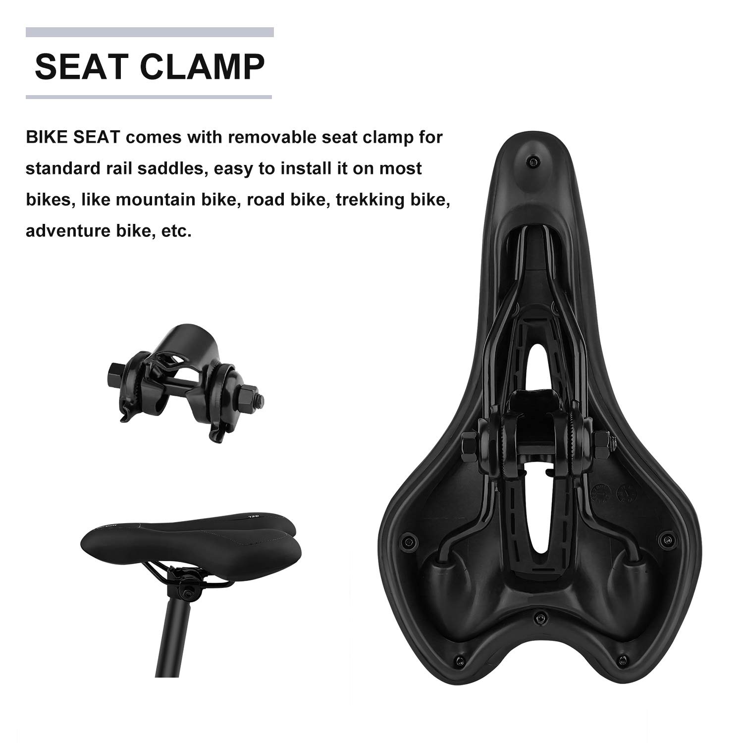 Comfortable Bike Seat Gel Cushion - Universal Bicycle Saddle for Men & Women - Perfect for MTB, Mountain, Road, Trekking & Cross Bikes - Ideal for Long Distance Cycling & Commuting