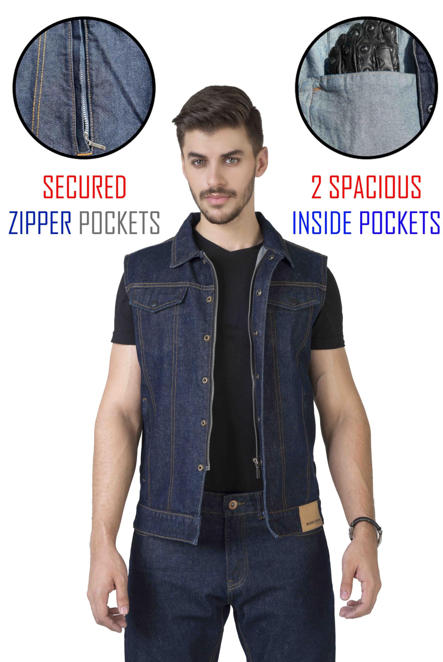 Men's Denim Vest - True Blue Motorcycle Gear for Casual Riding