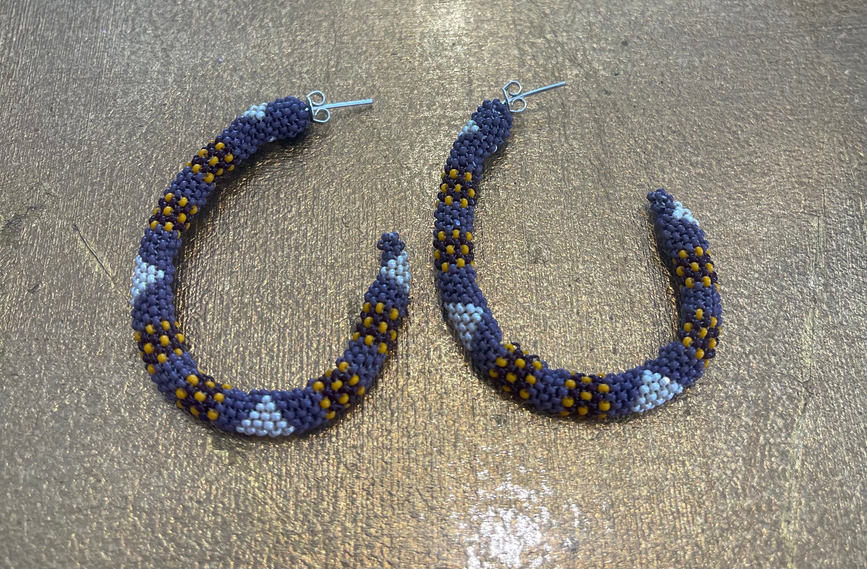 Purple Beaded Hoop Earrings for Women - Trendy Boho Jewelry for Parties, Weddings & Everyday Wear