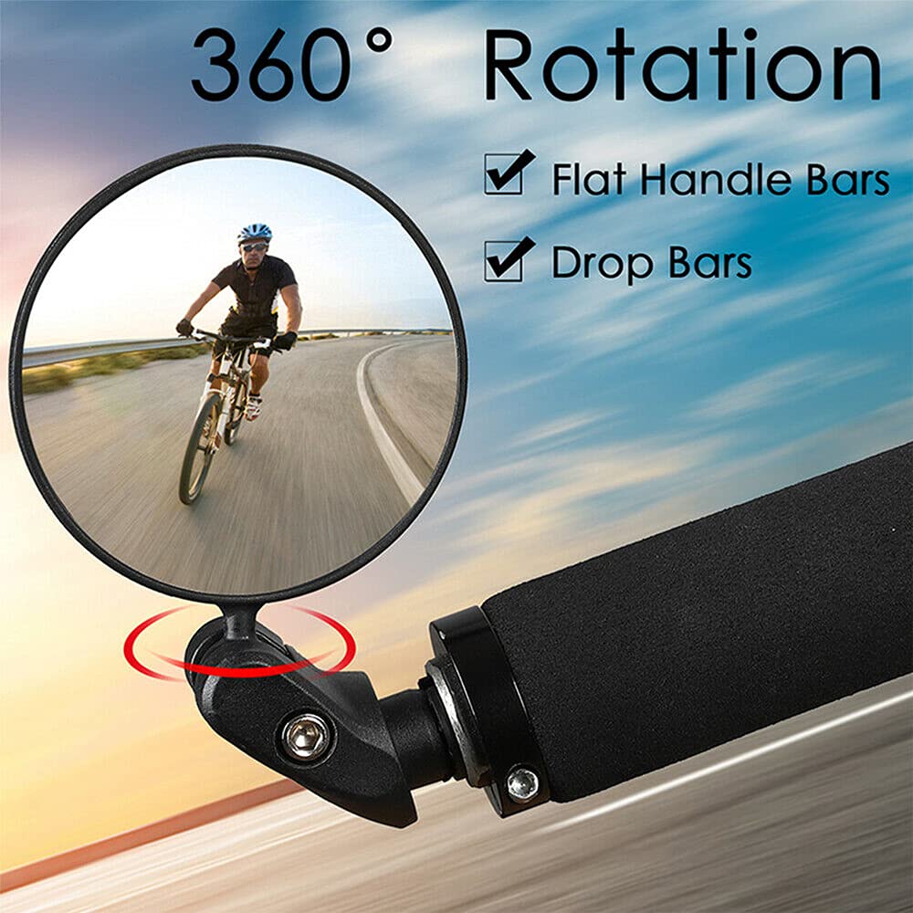 **KOUISYY 2Pcs Bike Mirror - HD Safety Rearview Mirrors for Mountain & Road Bicycles, Adjustable Bar End Cycling Mirrors for Enhanced Visibility - Perfect for Commuting, Touring & Off-Road Adventures**