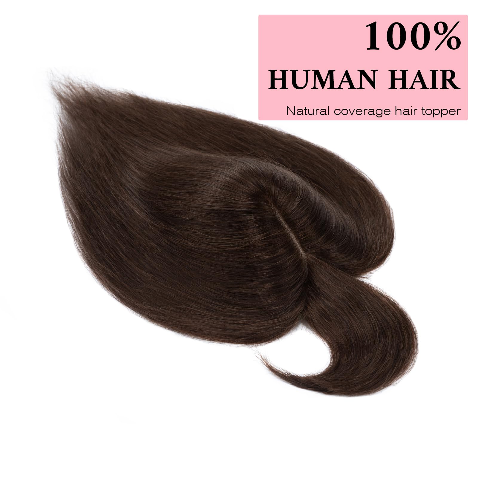 SEGO 100% Real Human Hair Toppers with Bangs - Silk Base 150% Density Clip-in Hair Topper (2.7”x5.1”) for Women with Thinning Hair, Hair Loss & Gray Coverage - Perfect for Daily Wear, Special Occasions & Hair Volume Enhancement