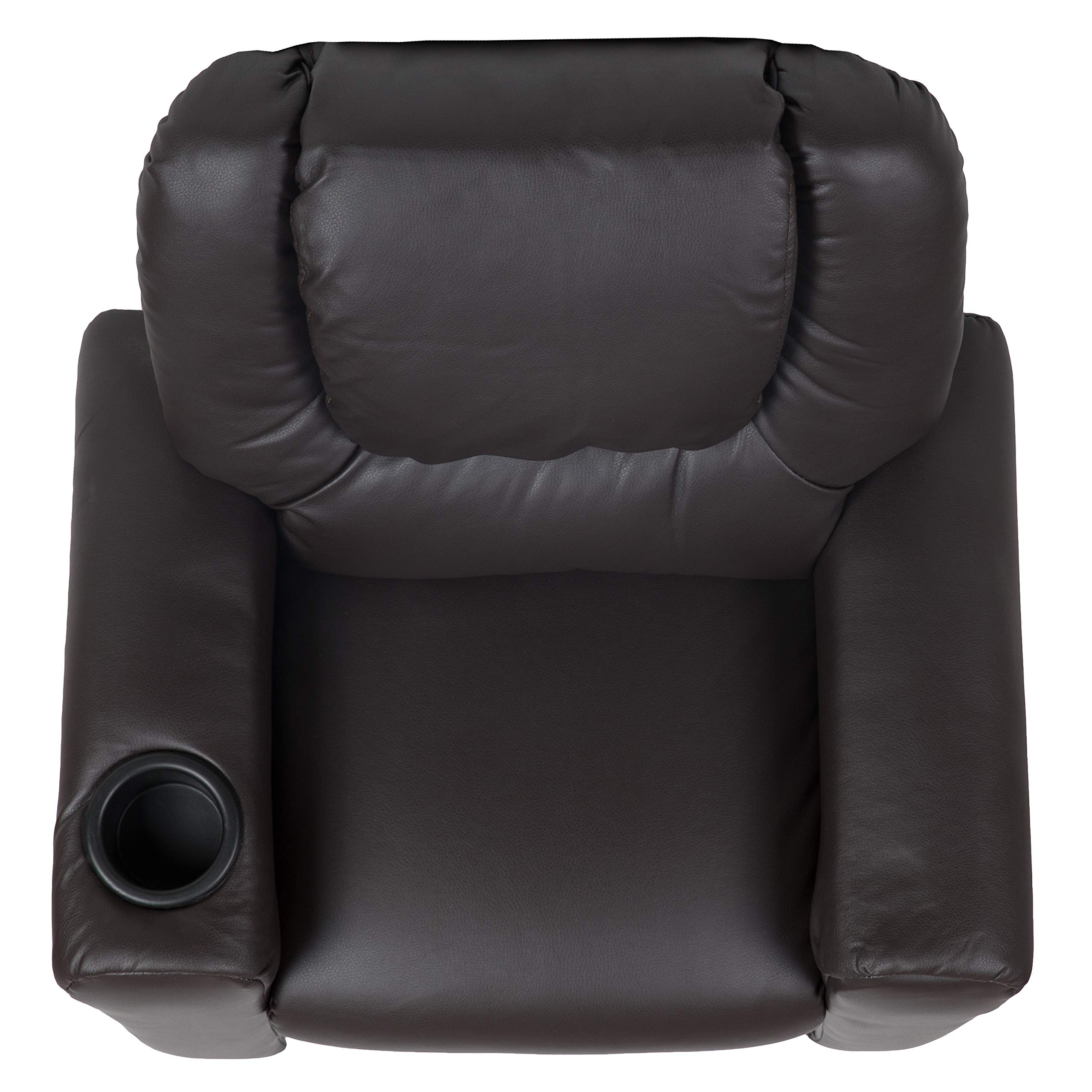 Premium Brown LeatherSoft Kids Recliner Chair with Cup Holder & Headrest - Comfortable Lounge Chair for Boys & Girls - Perfect for Bedroom, Playroom & Movie Nights