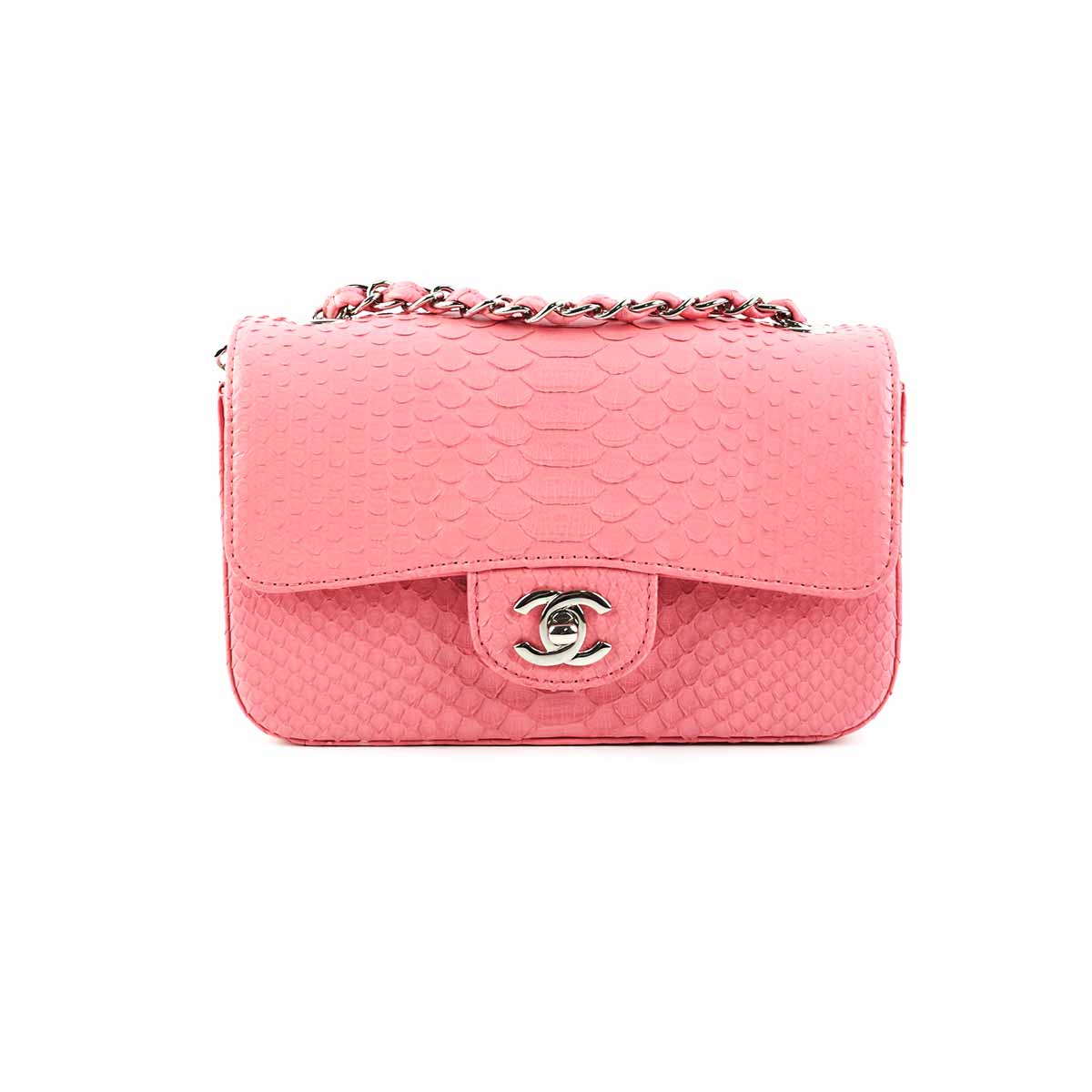 Chanel Python Rectangular Mini Classic Flap Pink Handbag - Luxury Designer Crossbody Bag for Women | Perfect for Evening Parties, Date Nights & Special Occasions
