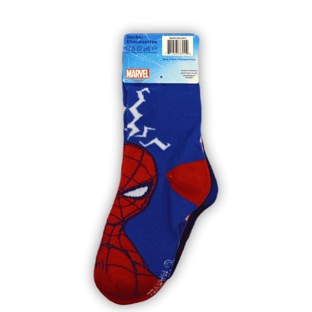 Marvel Spiderman Kids Socks 6-Pack - Superhero Themed Socks for Boys & Girls - Perfect for School, Play & Costumes