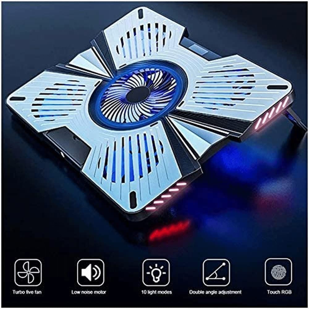 Best Laptop Cooling Pad with LED Lights - USB-Powered Quiet Cooling Fan for Gaming Laptops - Adjustable & Stable Laptop Stand - Perfect for Office Work, Gaming & Home Use