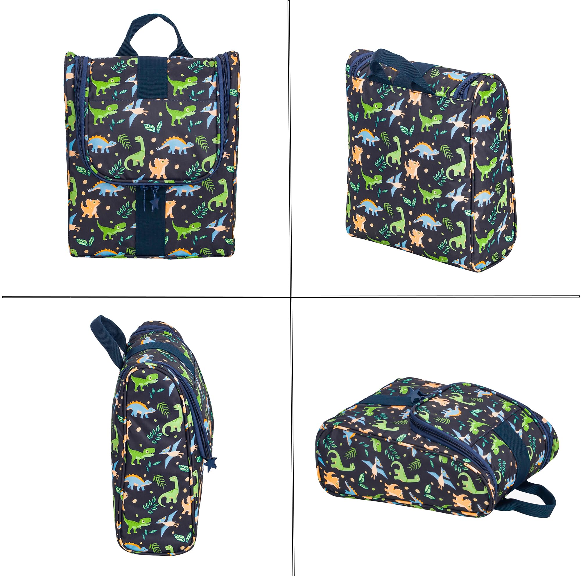 Dinosaur Kids Travel Toiletry Bag - Cute Cartoon Hanging Cosmetic Organizer for Boys & Girls | Perfect for Camping, Sleepovers & Shower Essentials | Waterproof Wash Bag for School Trips & Overnight Stays