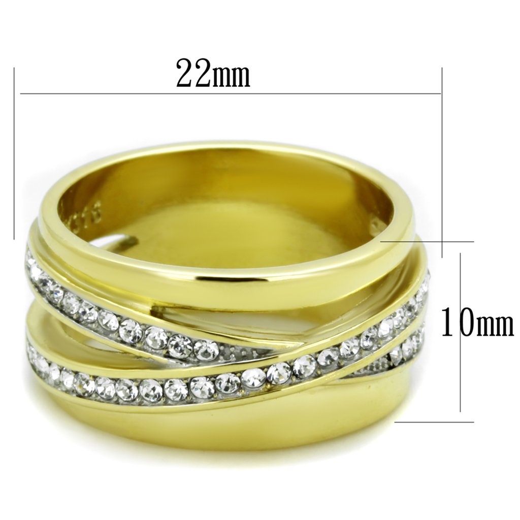 Marimor Women's 316 Stainless Steel Gold Plated Pave Crystal Fashion Ring for Anniversary, Wedding, Engagement & Everyday Wear - Elegant Jewelry Gift for Her