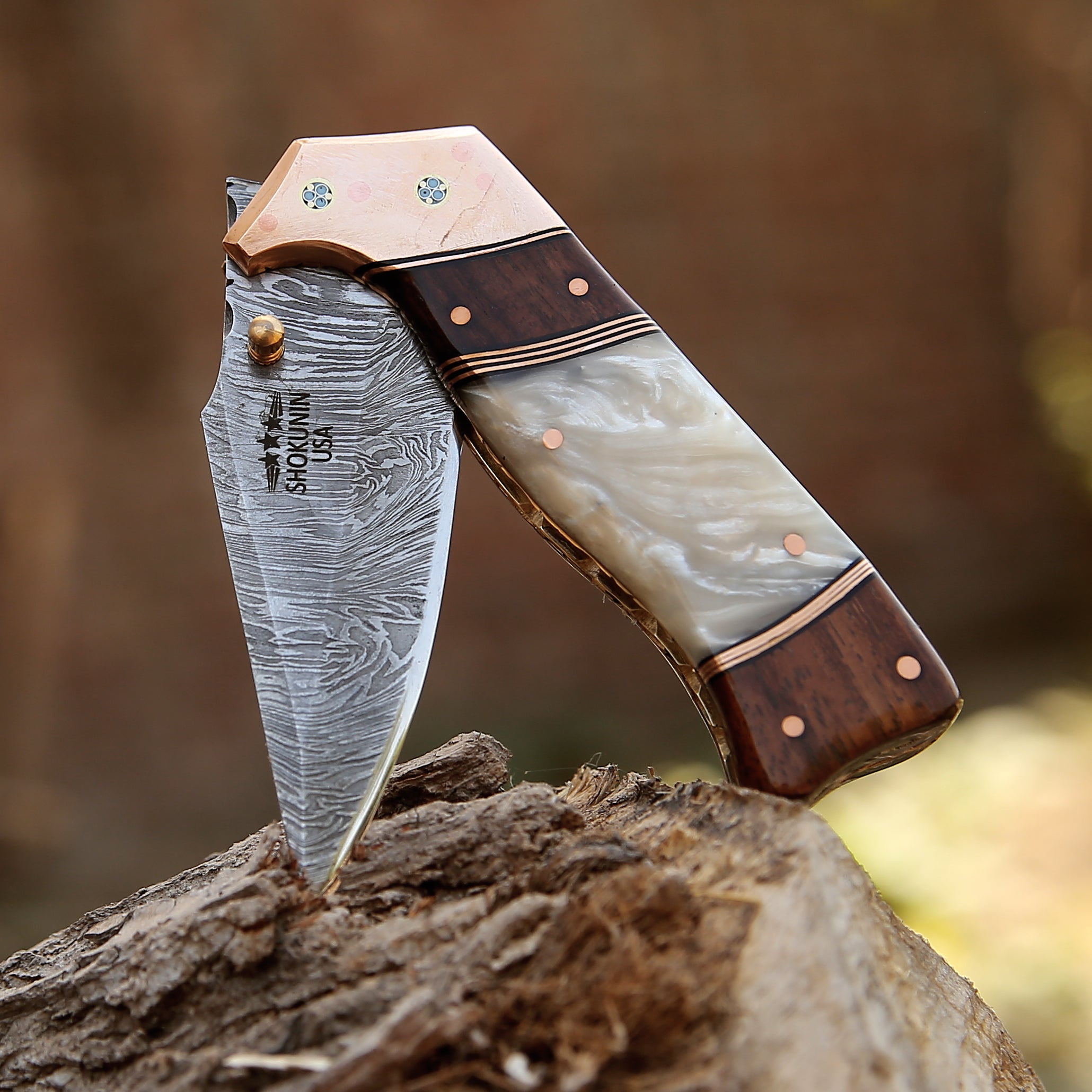 Premium Mystic Gentleman's Pocket Knife - Genuine Mother of Pearl Handle - Elegant EDC Tool for Outdoor Adventures, Camping & Everyday Carry