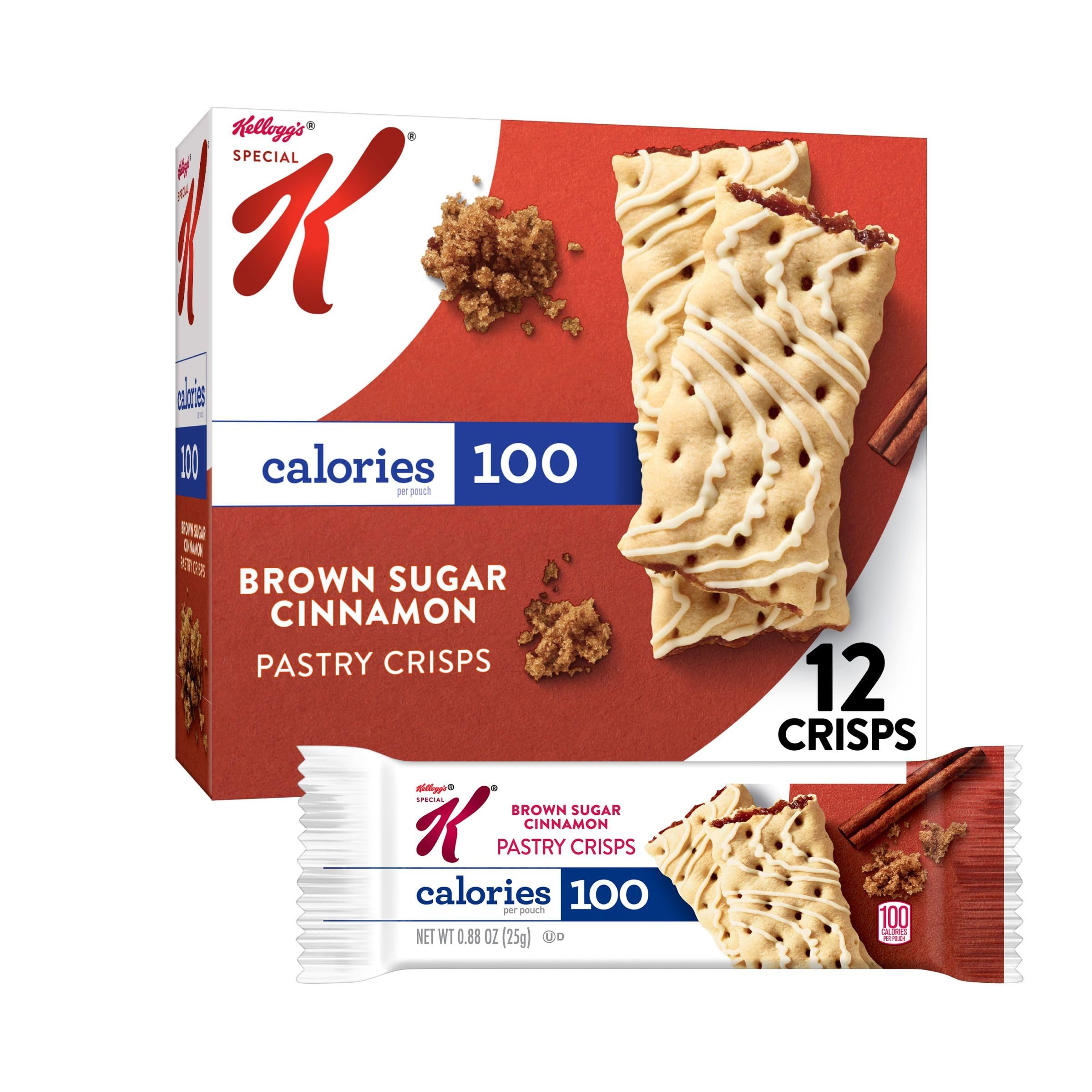 Special K Bar Pastry Crisps - 100 Calorie Snack Bars, Brown Sugar Cinnamon Flavor, 5.28oz Box (12 Count) | Healthy Breakfast On-The-Go, Office Snacks & Kids Lunchbox Treats