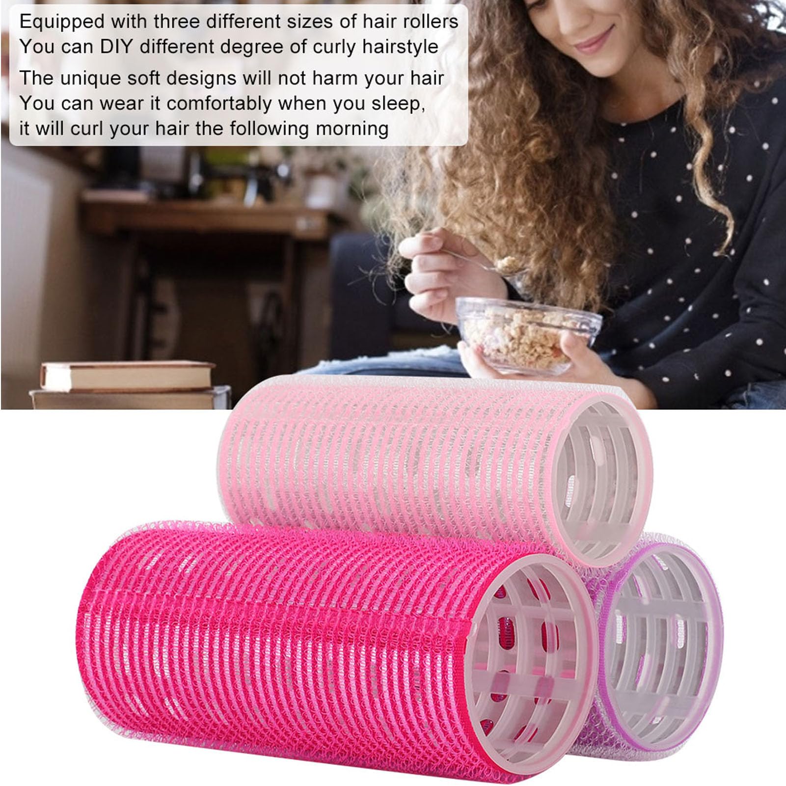 3Pcs Self-Adhesive Hair Rollers for Styling & Curling - Strong Hold Hair Curlers for Women, DIY Salon Quality Hairdressing Tools - Perfect for Home Use, Parties & Professional Styling