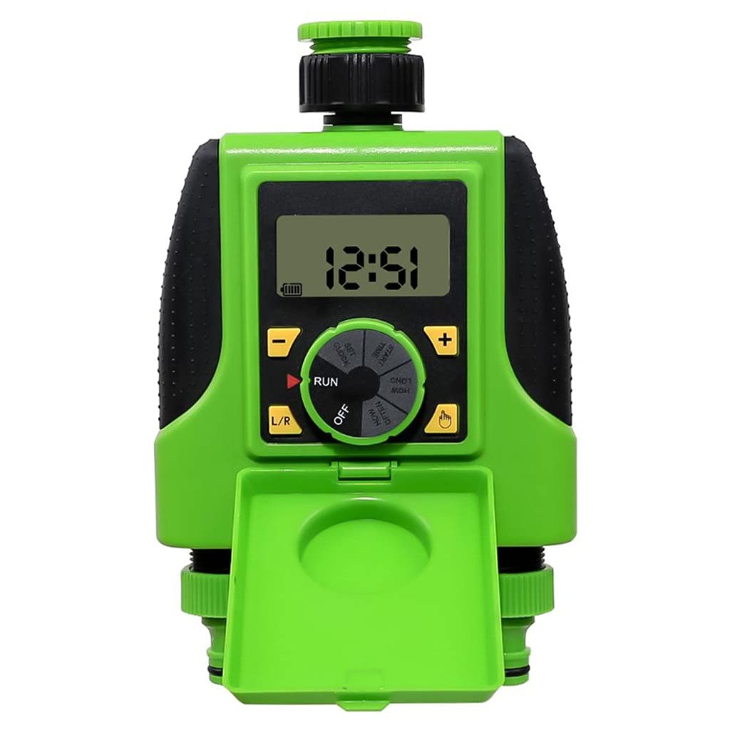 2-Outlet Digital Garden Watering Timer with Solenoid Valve - Automatic Sprinkler Irrigation Controller System for Lawns, Flower Beds & Vegetable Gardens