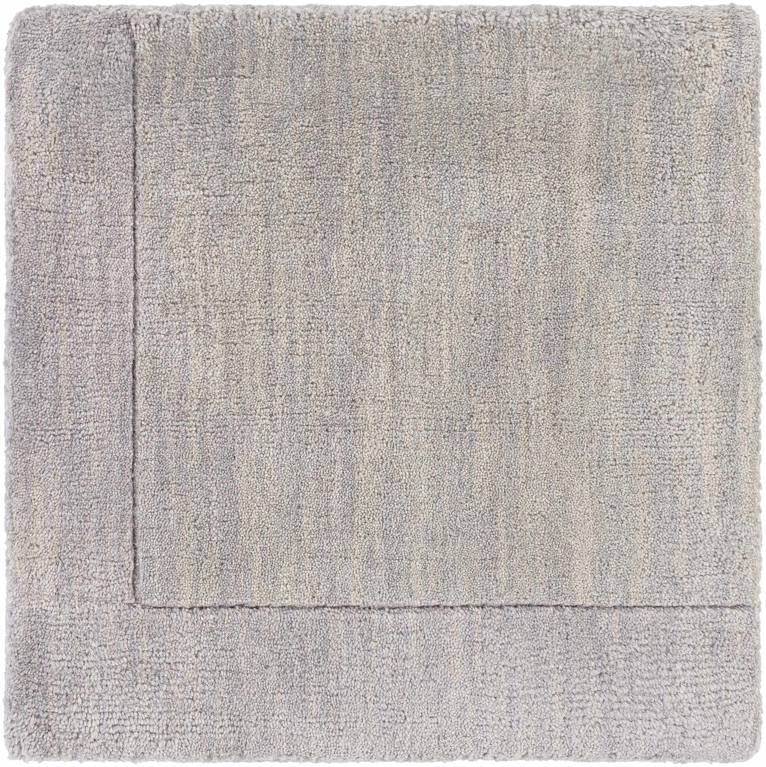 Champion Wool Area Rug 9' x 13' - Soft Gray Solid & Border Design for Living Room & Bedroom - Perfect for Cozy Home Decor & High Traffic Areas