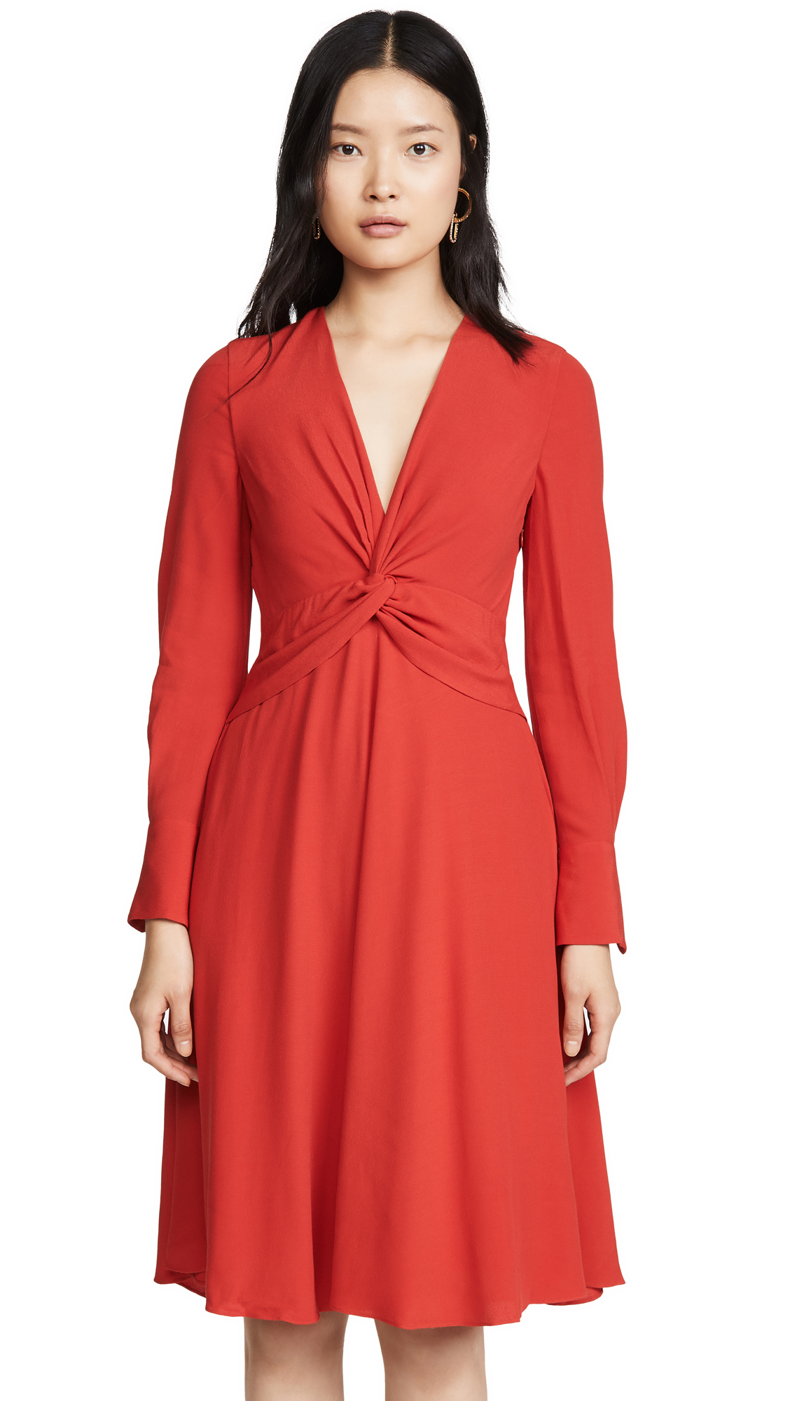 Women's Faun Dress in Aura Orange - Size 8 | Elegant Flowy Midi Dress for Casual Wear, Date Night & Summer Outfits | Equipment Brand Fashion