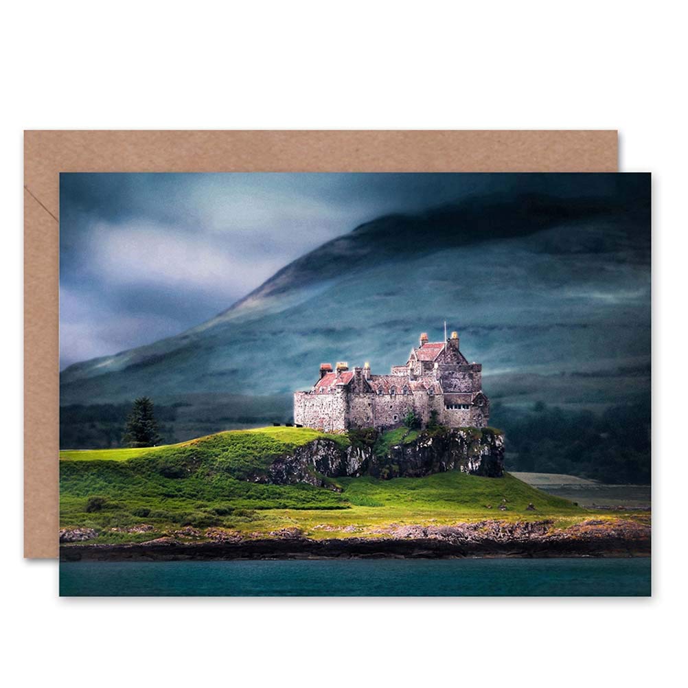 Wee Blue Coo Duart Castle Scotland Isle of Mull Photo Blank Greeting Card - Perfect for Birthdays, Anniversaries & Scottish-Themed Celebrations