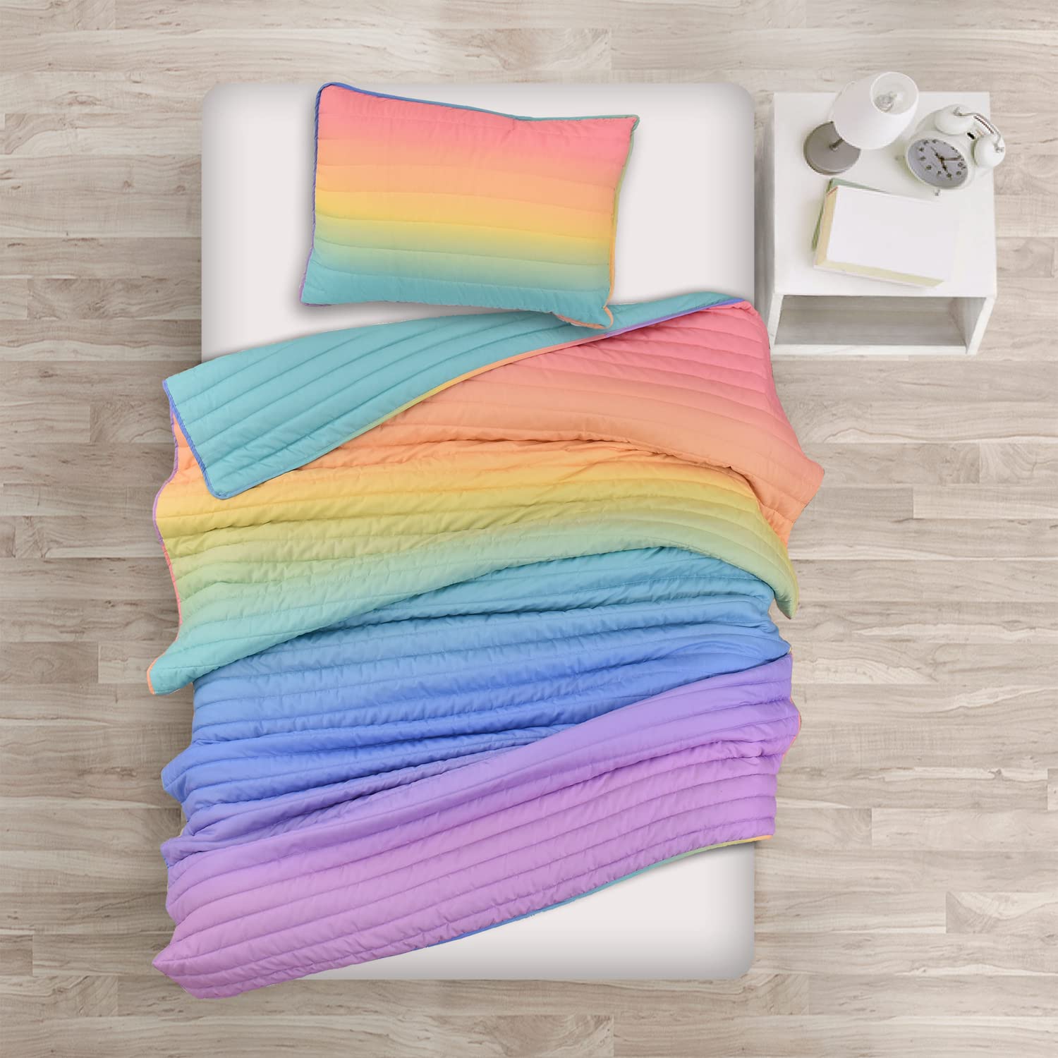 Lush Decor Rainbow Ombre Quilt Set - Twin/Twin XL for Kids Room