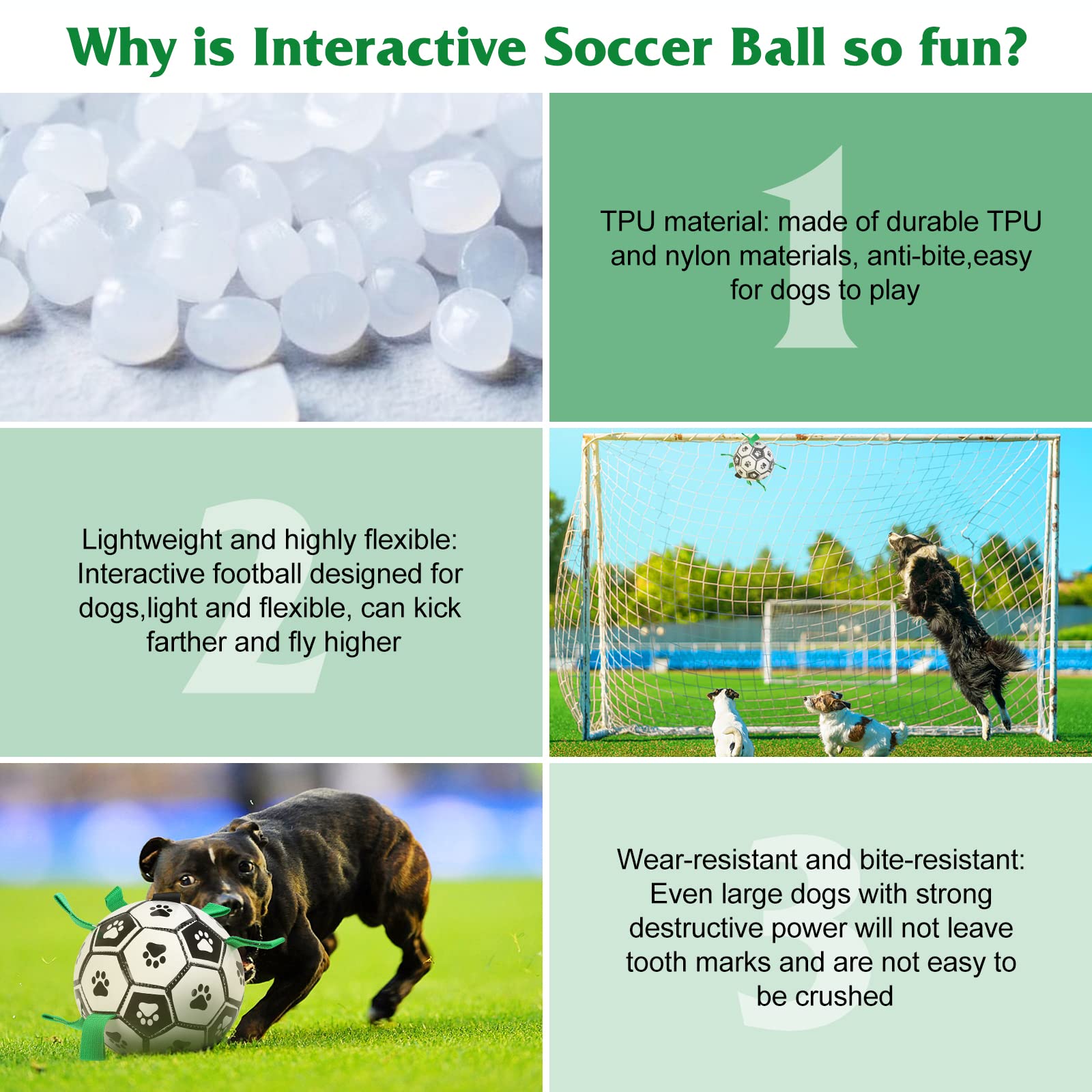 UrbanX Interactive Dog Soccer Ball Toy with Pulling Tabs - Durable Tug of War & Water Play Toy for Small, Medium & Large Dogs - Perfect for Backyard Play, Pool Fun & Training Sessions