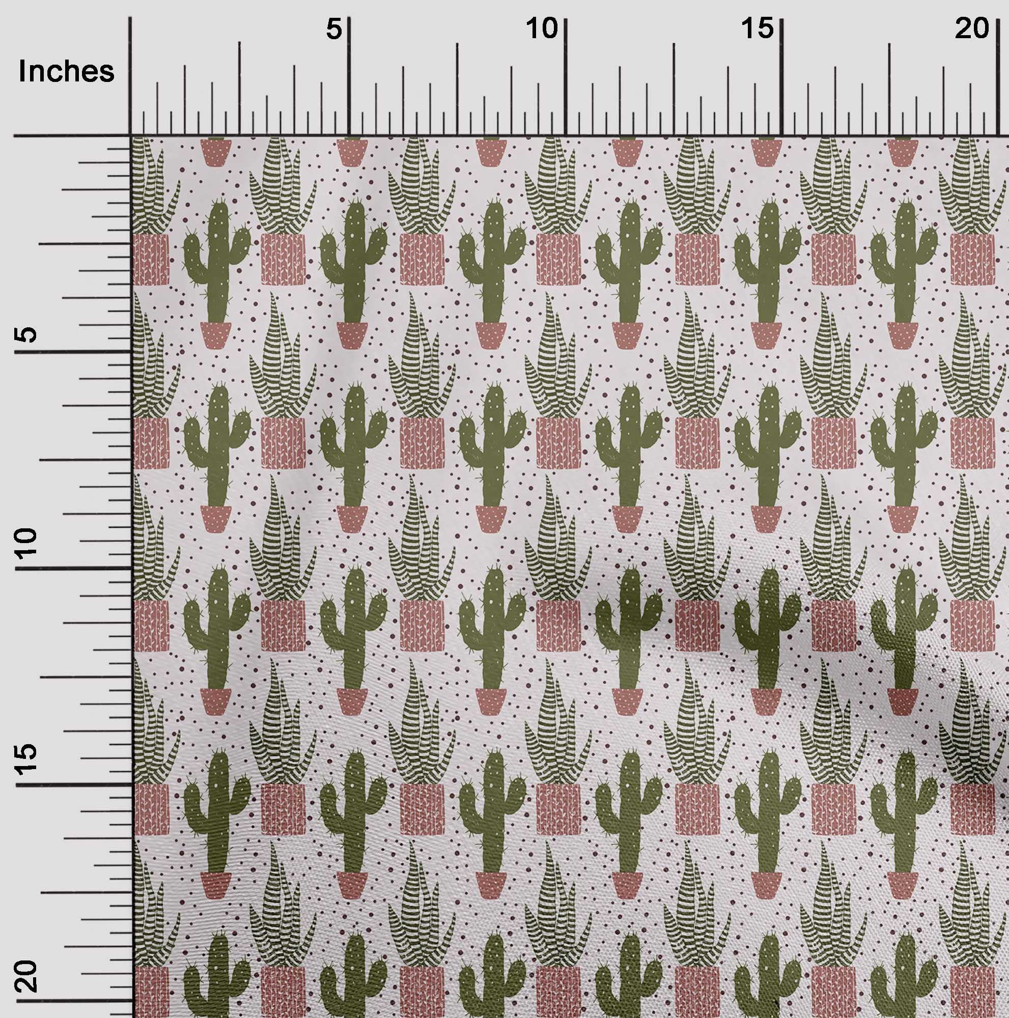 oneOone Polyester Spandex Pink Cactus Print Fabric - 56 Inch Wide Dress Material by The Yard (65% Polyester 35% Spandex) | Perfect for DIY Dresses, Skirts & Home Decor Projects