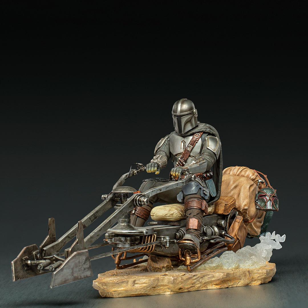 Iron Studios The Mandalorian on Speederbike Deluxe Art Scale 1/10 Statue - Premium Collectible for Star Wars Fans, Perfect for Display in Home, Office or Gaming Room