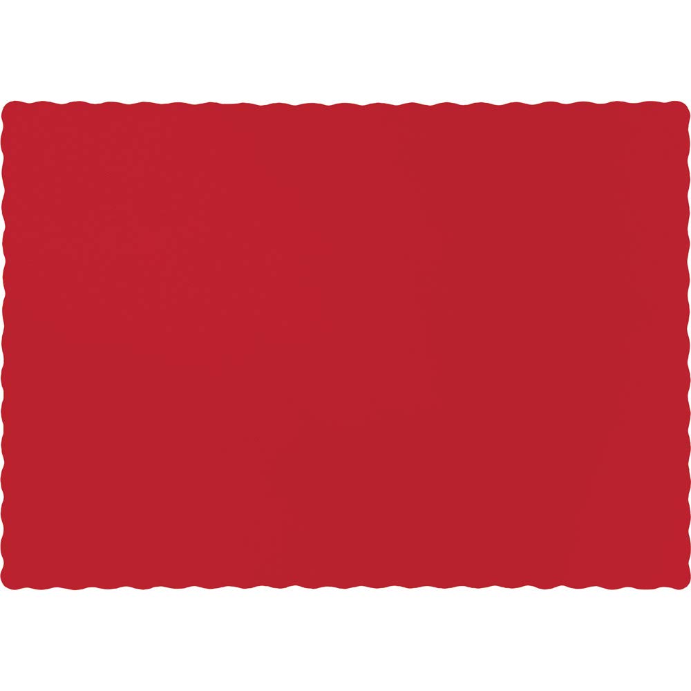 600 Pack Classic Red Disposable Table Placemats - 13.5 Inch Round Solid Color Paper Place Settings for Parties, Restaurants & Events - Bulk Dining Decor for Weddings, Birthdays & Holidays