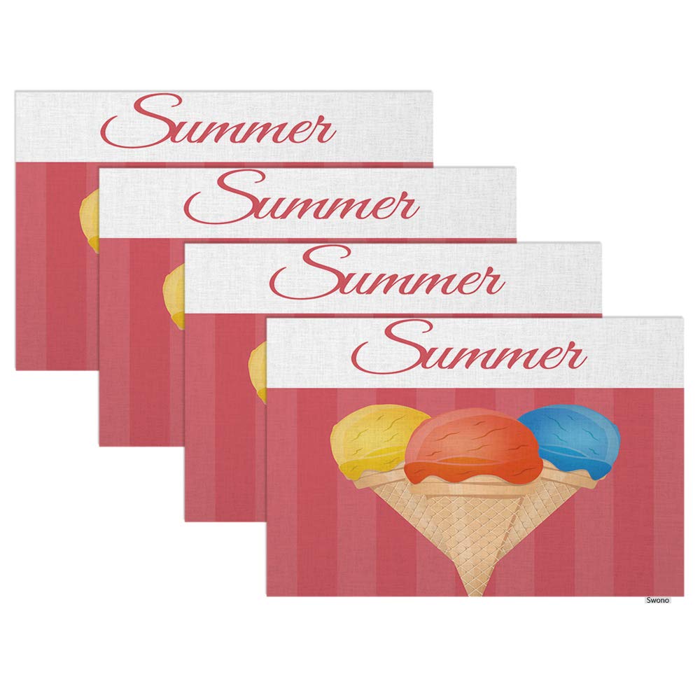 Swono 4-Pack Ice Cream Themed Placemats - 12