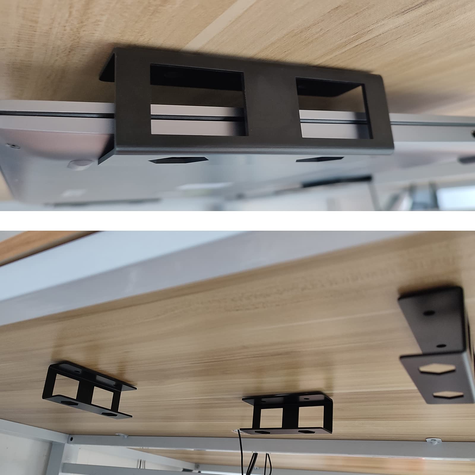 PIAOLGYI Black Under Desk Laptop Holder Mount with Screws - Adjustable Under Desk Laptop Mount Bracket for Laptop/Keyboard Storage (3-Piece Set) - Perfect for Home Office, Gaming Setup & Workspace Organization