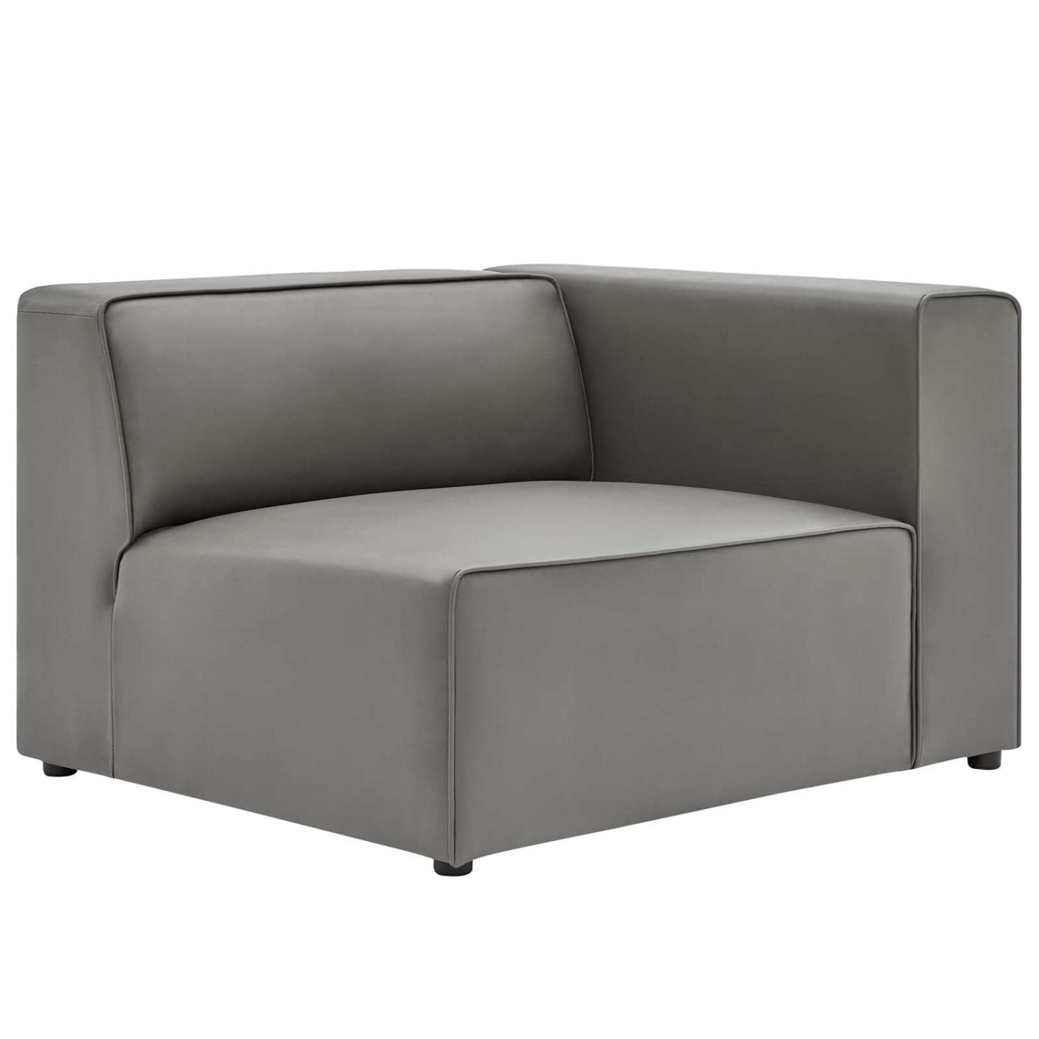 Modway Mingle Vegan Leather 2-Piece Sectional Loveseat Sofa - Gray Faux Leather Couch for Living Room, Apartment & Small Spaces