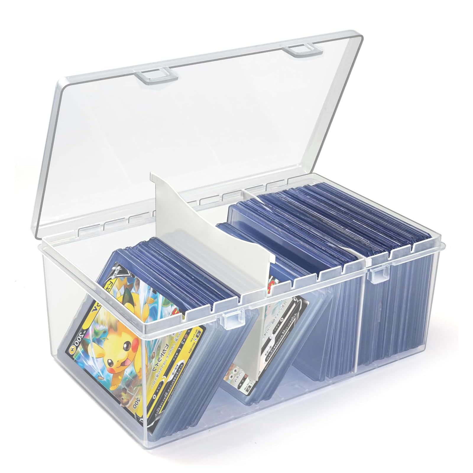 Premium Plastic Trading Card Storage Box with Dividers - Holds 500+ Sports Cards & 100+ Top Loaders - Perfect for MTG, Magic TCG, Yugioh & Baseball Cards - Ideal for Collectors, Tournaments & Home Organization