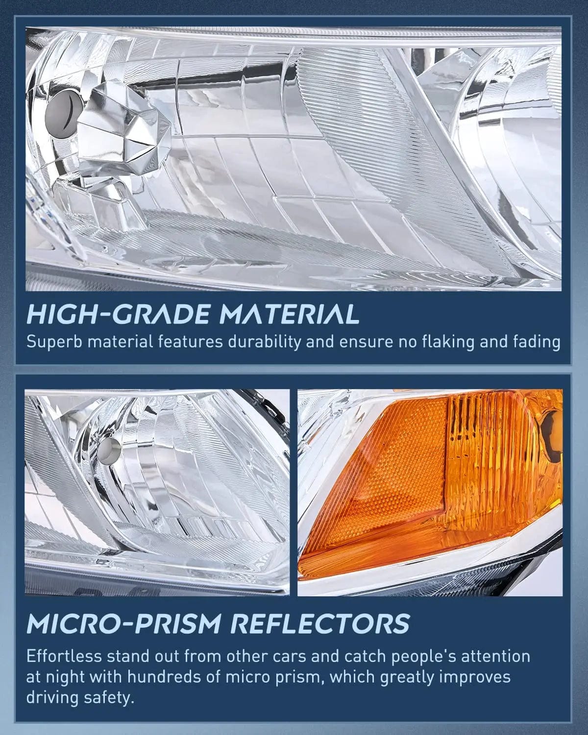 2012-2015 Honda Civic Sedan & Coupe Headlight Assembly - Chrome Housing with Amber Reflector - Compatible with 4-Door Sedan (2012-2015) & 2-Door Coupe (2012-2013) - Perfect for Night Driving and Vehicle Restoration Projects