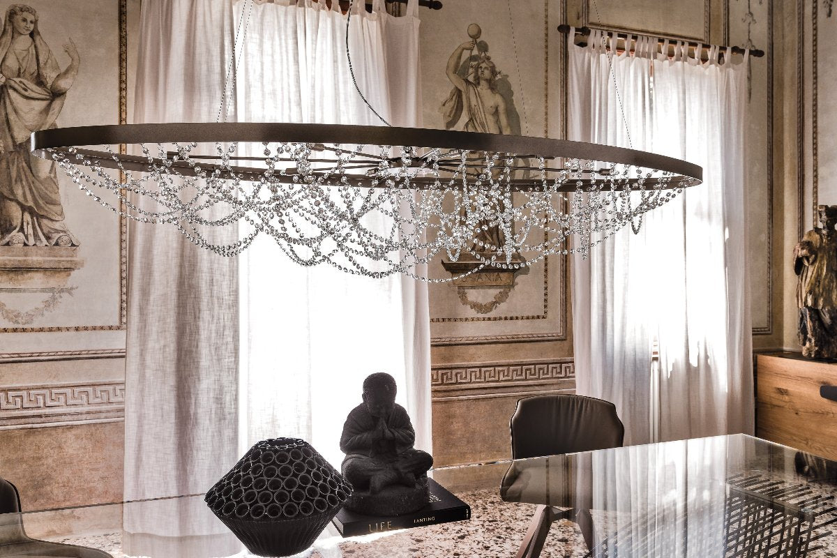Crystal Chandelier Lamp - Elegant Ceiling Light Fixture for Dining Room, Living Room & Bedroom | Vintage Modern Decor Lighting