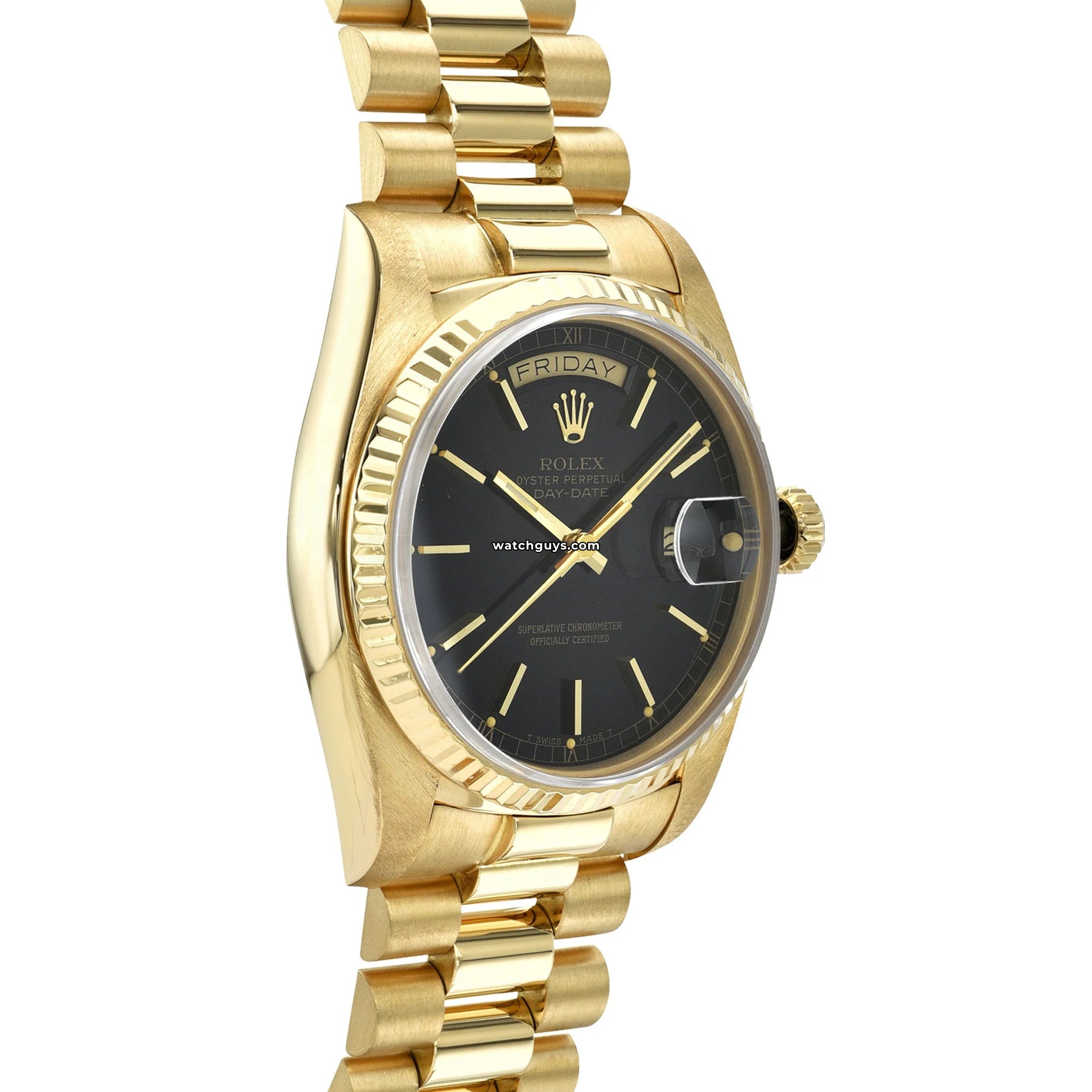Rolex Day Date 18038 Men's Watch - 18K Yellow Gold with Black Dial - Luxury Dress Watch for Business & Formal Occasions