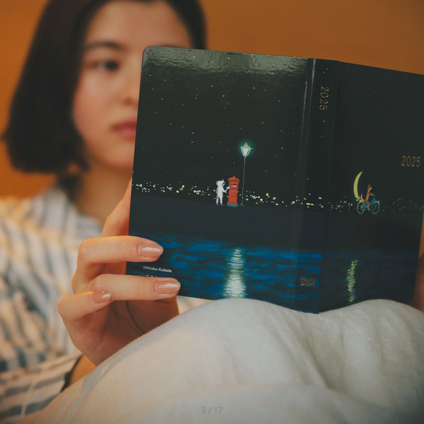 Hobonichi Techo 2025 Planner - A6 Size Daily English Edition with Crescent Moon Design by Hiroko Kubota | January Start, Monday Start | Perfect for Journaling, Planning & Productivity