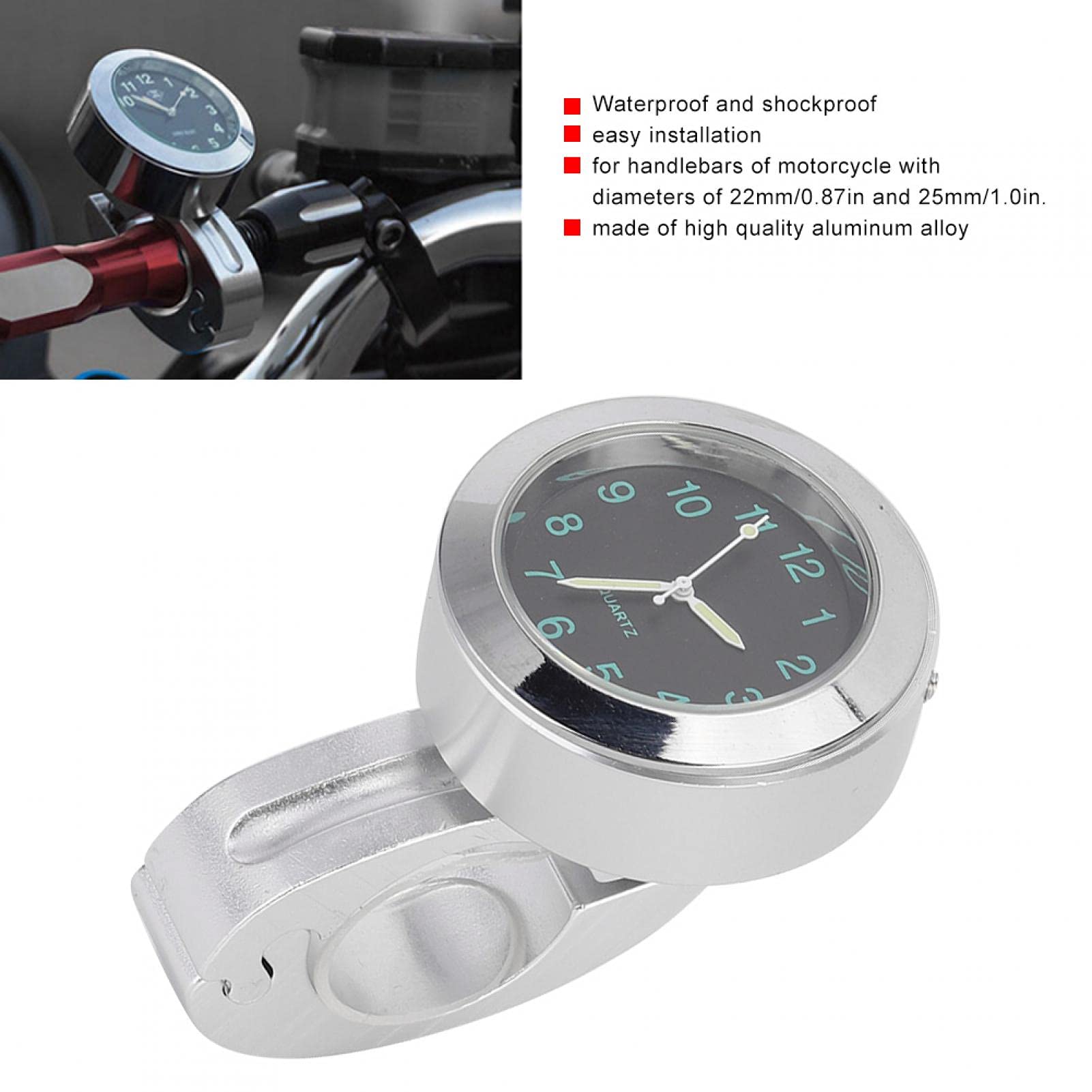 Shockproof Motorcycle Handlebar Clock - Waterproof Digital Dial Watch for Harley, Honda, Yamaha - Perfect for Cruiser, Touring & Adventure Bikes - Durable Timepiece for Long Rides & Outdoor Adventures