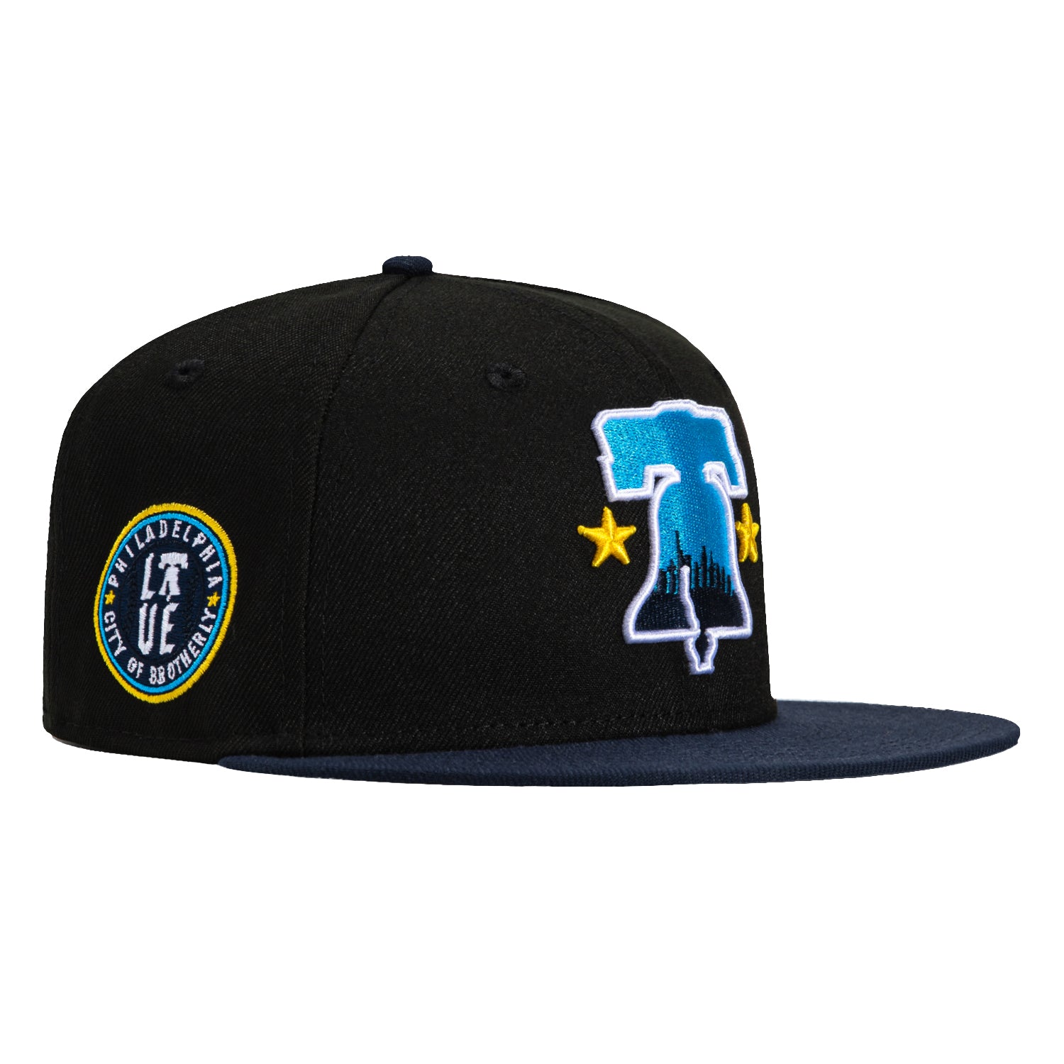 New Era 59Fifty Philadelphia Phillies City Connect Patch Hat - Black & Navy Baseball Cap for Men | Official MLB Licensed Snapback | Perfect for Games, Fan Gear & Streetwear Fashion