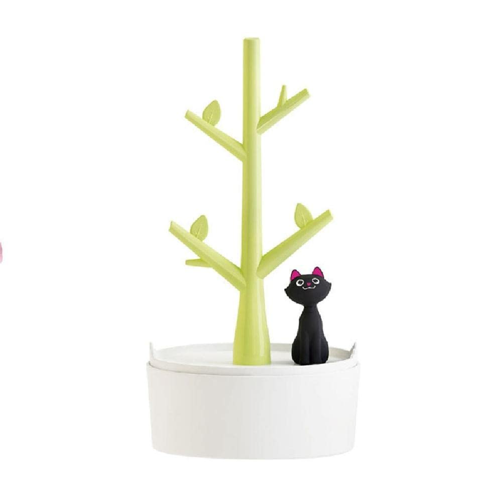 OTGO Cartoon Cat Jewelry Storage Box with Lid - Bracelet Ring Organizer Stand for Earrings, Necklaces & Accessories - Perfect for Bedroom, Dormitory & Travel Jewelry Organization