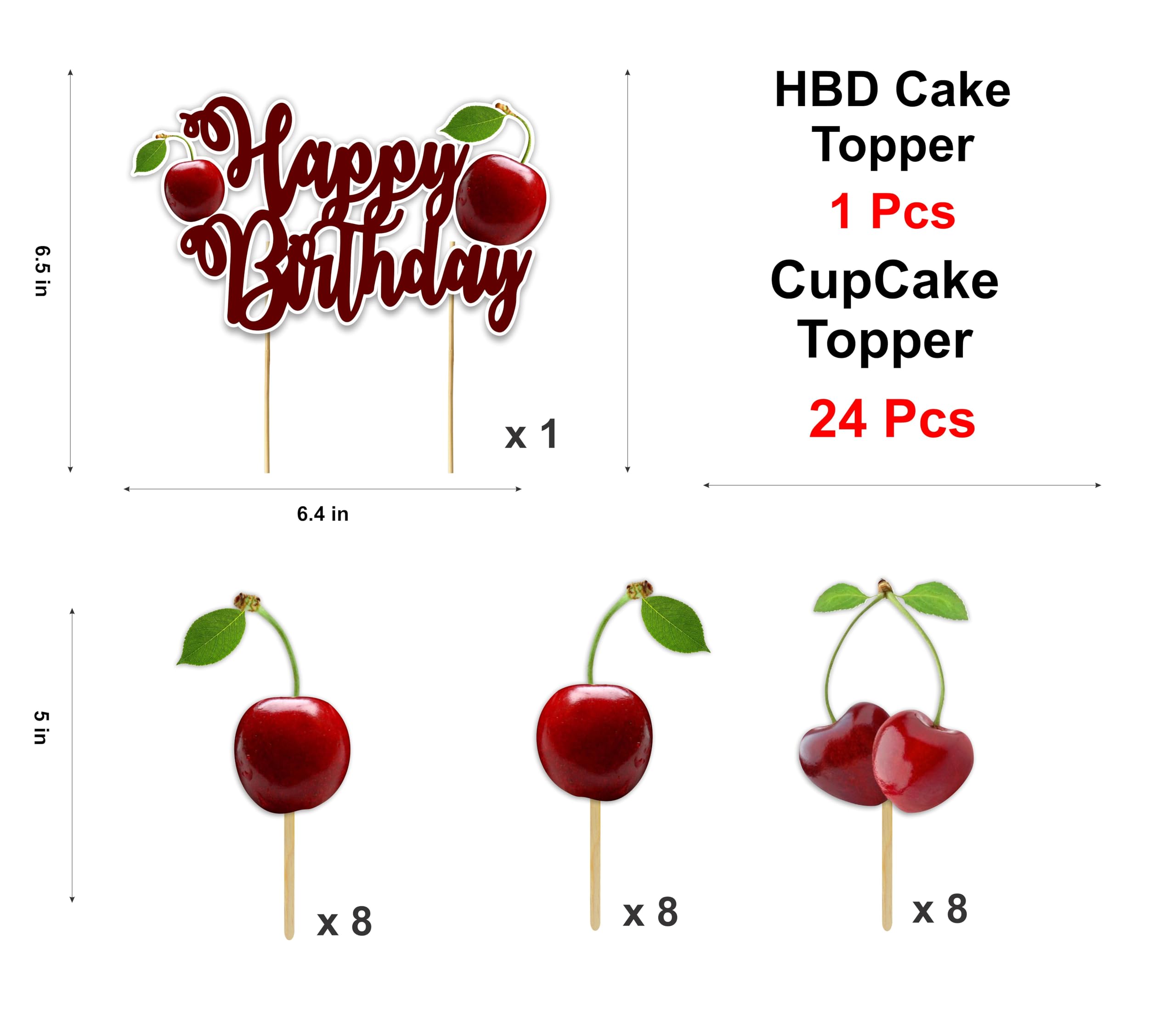 Seyal® Cherry Theme Birthday Party Decorations - Complete Set for Kids Birthday, Baby Shower, Bridal Shower & Special Events Decor