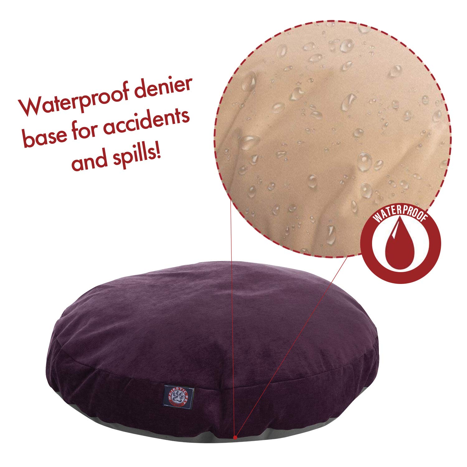 Premium Large Round Pet Dog Bed - Aubergine Villa Collection - Soft & Comfortable for Small to Medium Dogs - Perfect for Home, Crate, or Travel Use