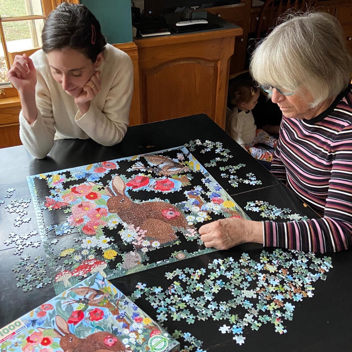 eeBoo 1000 Piece Jigsaw Puzzle - Poppy Bunny Wonky Art - Challenging Adult Puzzle for Relaxation & Home Decor - Perfect for Family Game Night & Stress Relief Activities