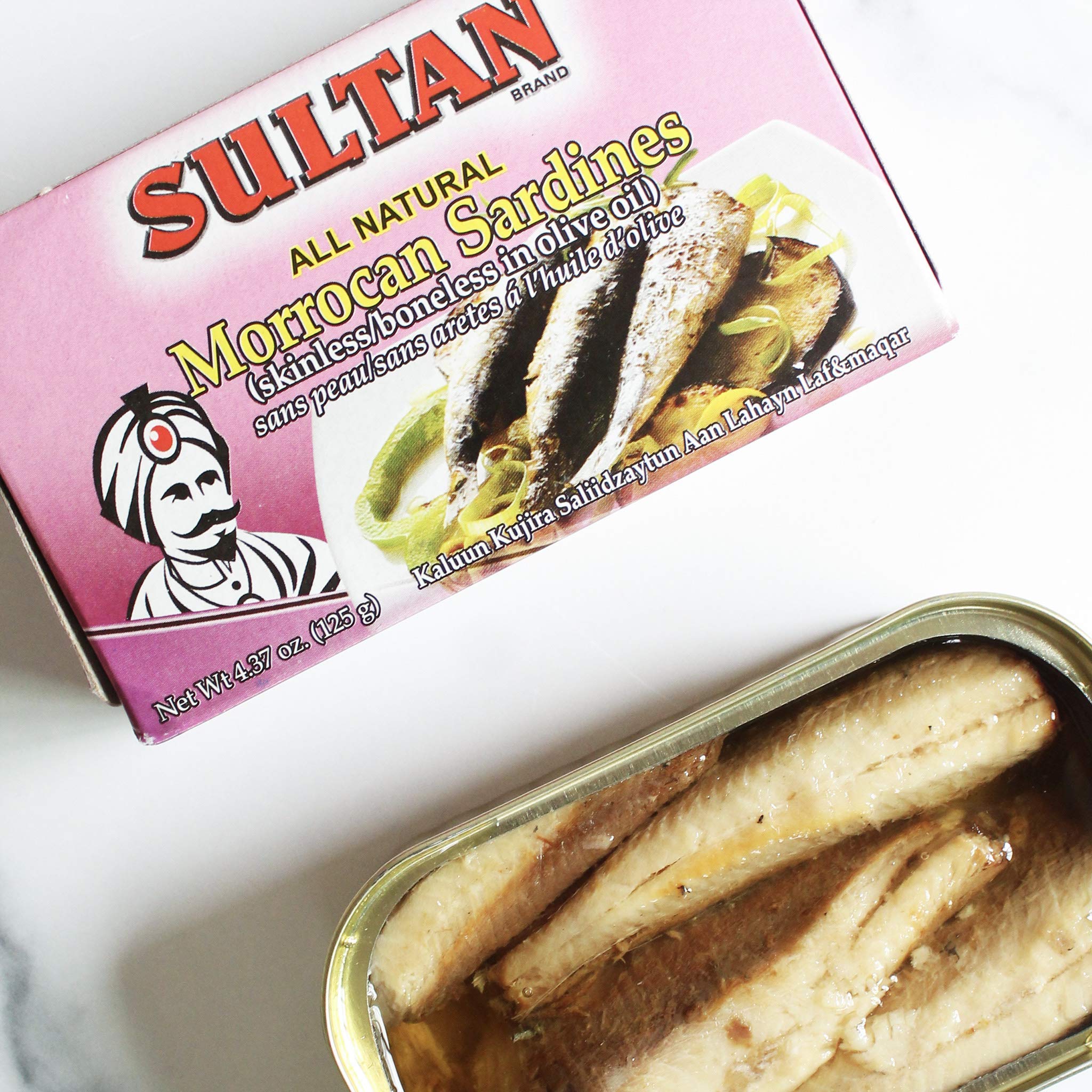 Premium Moroccan Boneless Skinless Sardines in Extra Virgin Olive Oil - 100% Natural, High Protein, No Additives, Keto & Paleo Friendly - Perfect for Salads, Pasta & Healthy Snacks - 4.37oz (Pack of 50)
