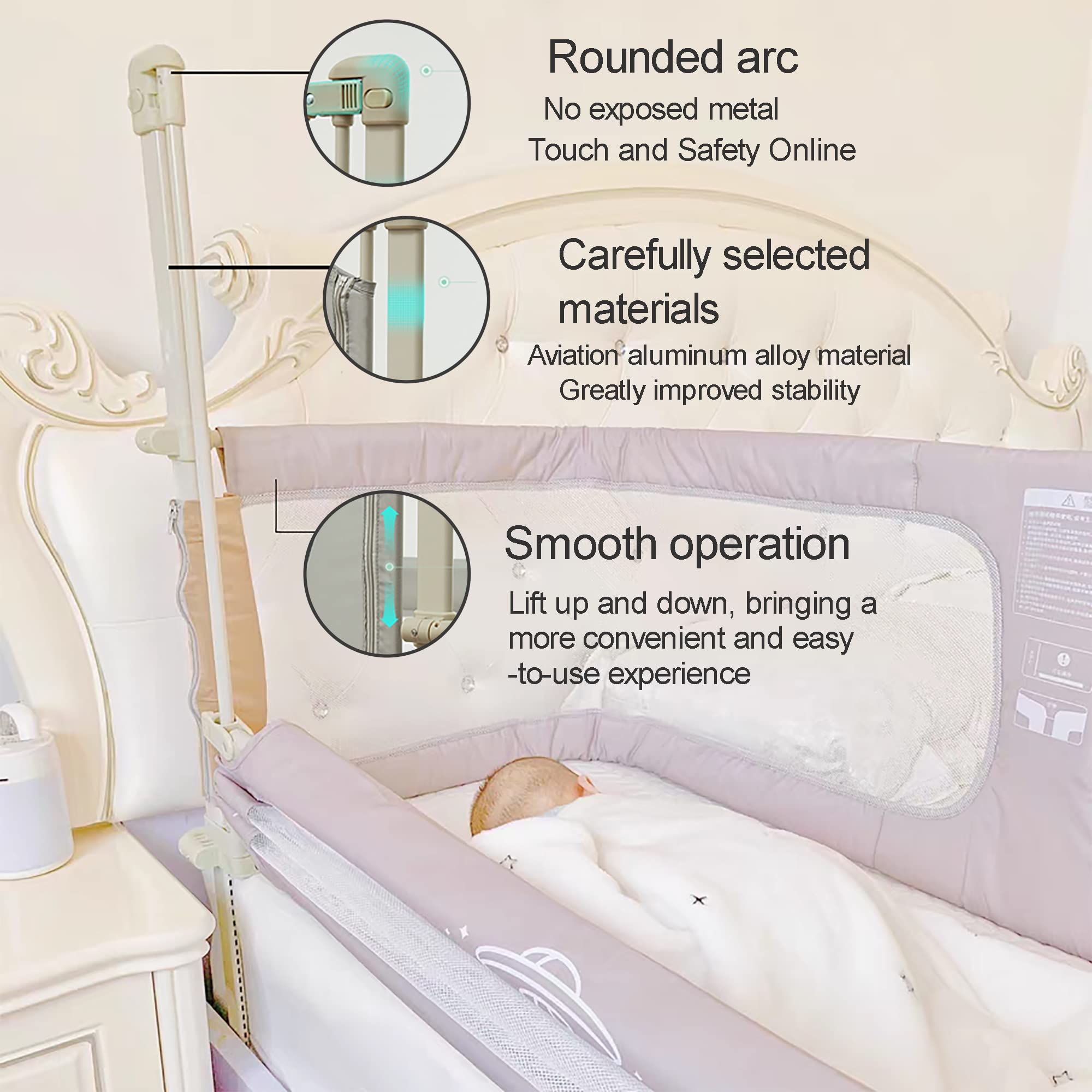 3-in-1 Baby Bedside Sleeper Crib | Breathable Bassinet with Mesh Windows | 120x50cm Co-Sleeping Crib for Newborns & Infants | Perfect for Safe Nighttime Feeding & Parent-Baby Bonding