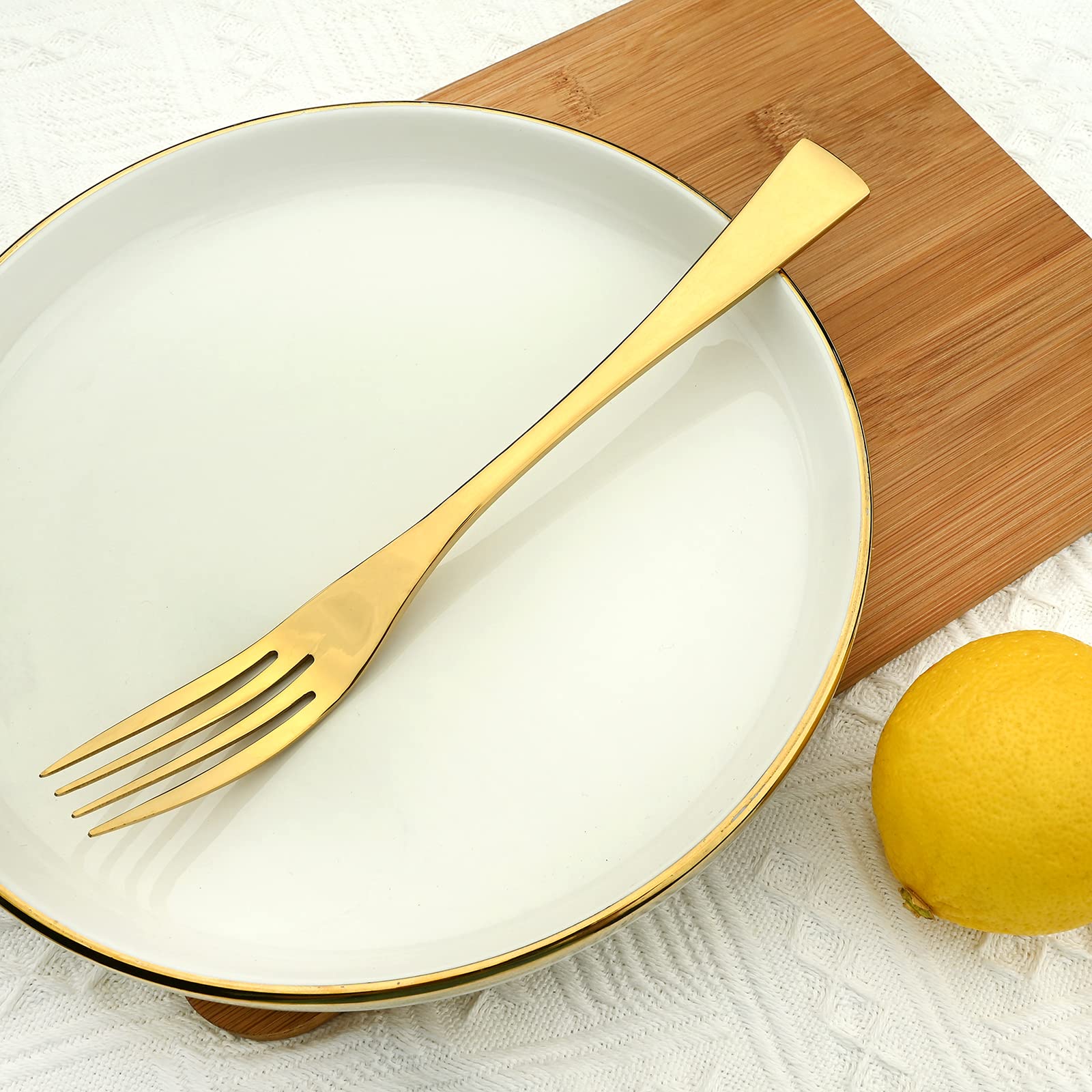 Premium 4-Piece 18/10 Stainless Steel Gold Dinner Forks Set - 8.46