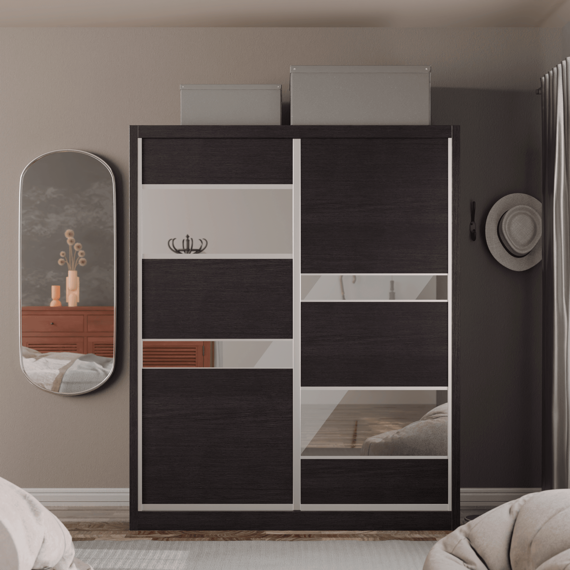 Micasa Modular Wardrobe W05 - Customizable Closet Organizer System with Sliding Doors & Shelves for Bedroom, Walk-in Closet, and Dorm Room Storage Solutions