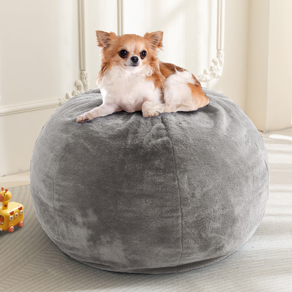 MAXYOYO 2-in-1 Kids Bean Bag Chair with Removable Floor Pillow - Soft Grey Comfy Seating for Boys & Girls - Perfect for Playroom, Bedroom or Reading Nook