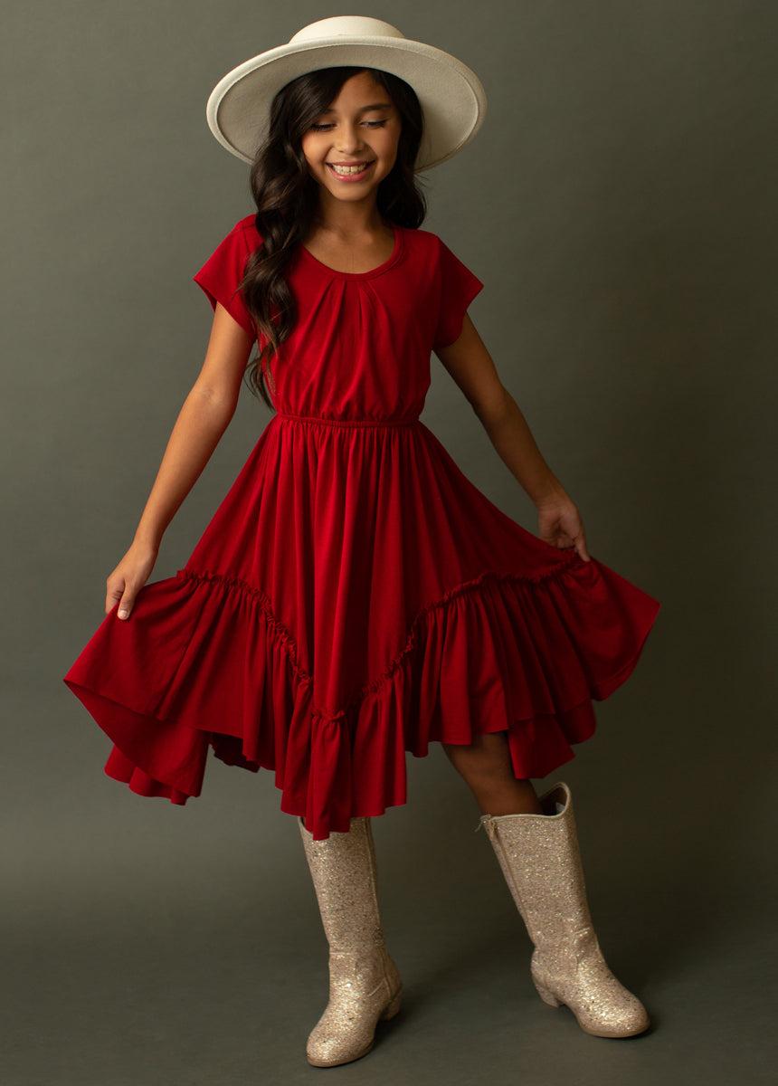 Adrianna Women's Elegant Crimson Red Dress - Perfect for Parties, Weddings & Special Occasions