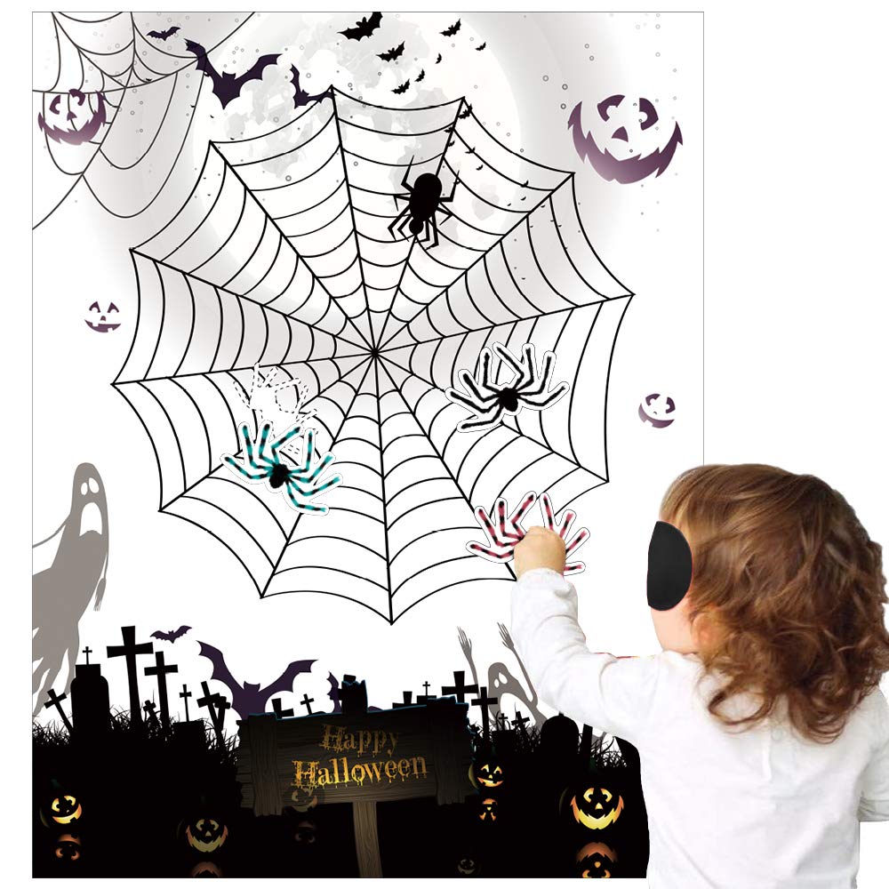 KnF Supplies Pin the Spider on the Web Halloween Game for Kids - Fun Halloween Party Activity & Classroom Game for Children