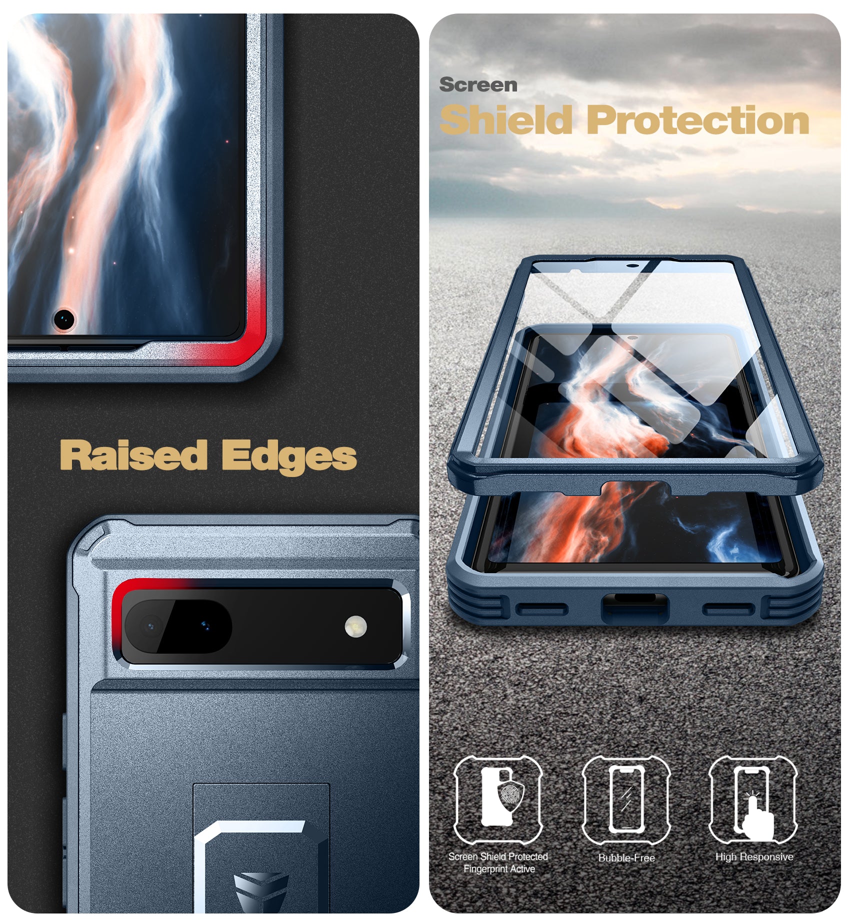 Dexnor Heavy Duty Shockproof Rugged Case for Google Pixel 6A with Built-in Screen Protector, Full Body Bumper & Kickstand - Perfect for Outdoor Activities, Work & Travel Protection