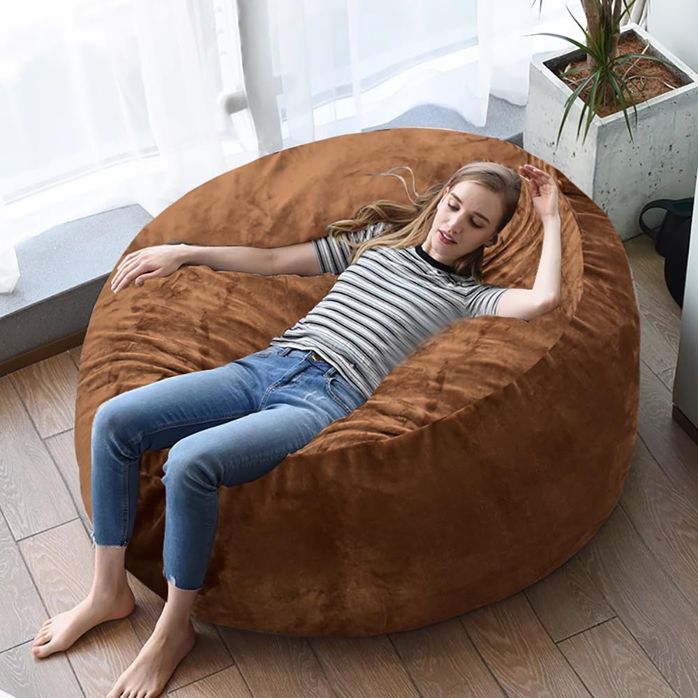 4FT Big Bean Bag Chair for Adults - Memory Foam Filled, Ultra Soft Plush Lounge Chair - Perfect for Living Room, Bedroom, Dorm & Game Room - Comfortable Reading & Relaxation Chair (Blue)