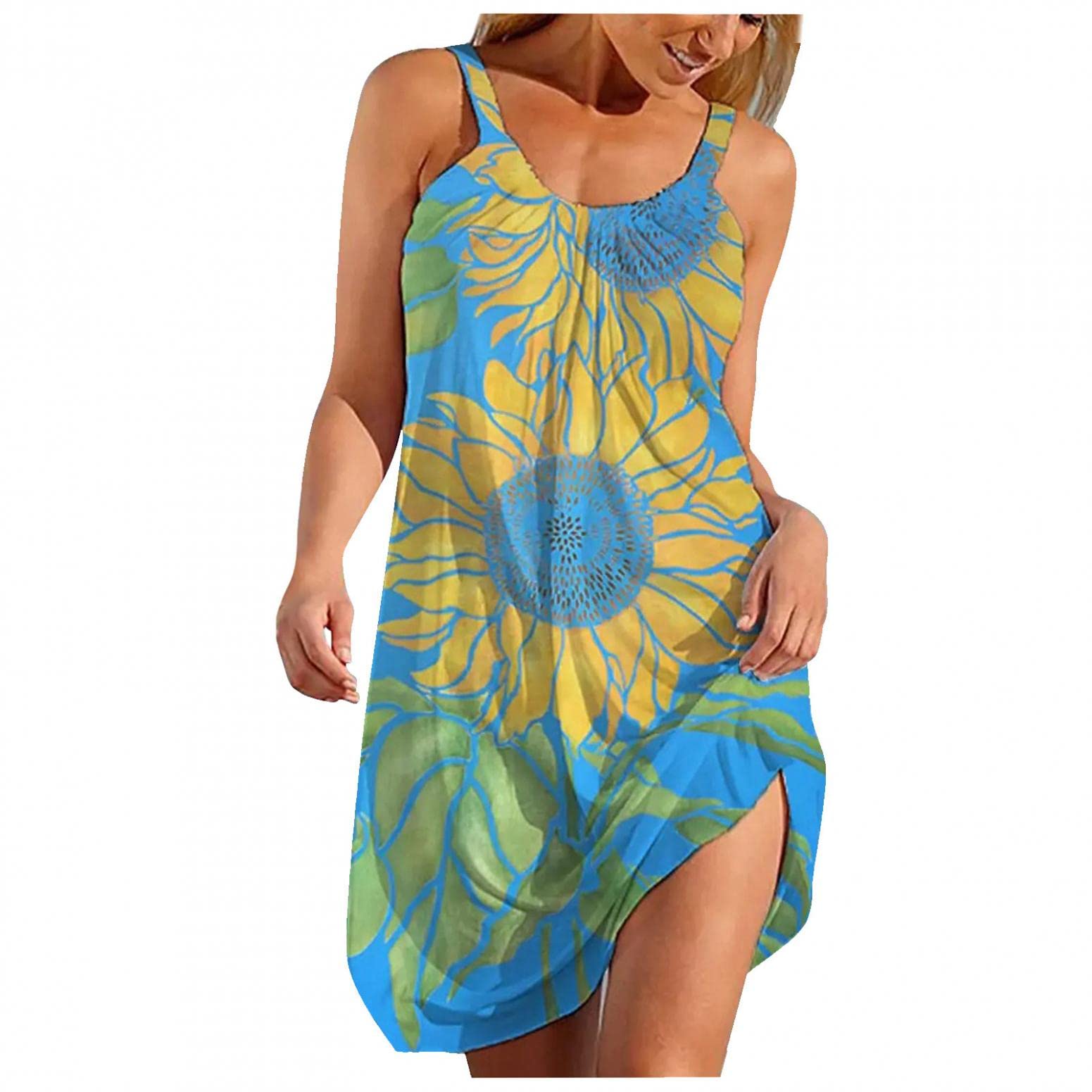 FABIURT Women's Sexy Sleeveless Sundress - Casual Loose Swing Tank Dress for Beach, Seaside & Summer Vacation | Perfect for Pool Parties, Tropical Getaways and Outdoor Date Nights