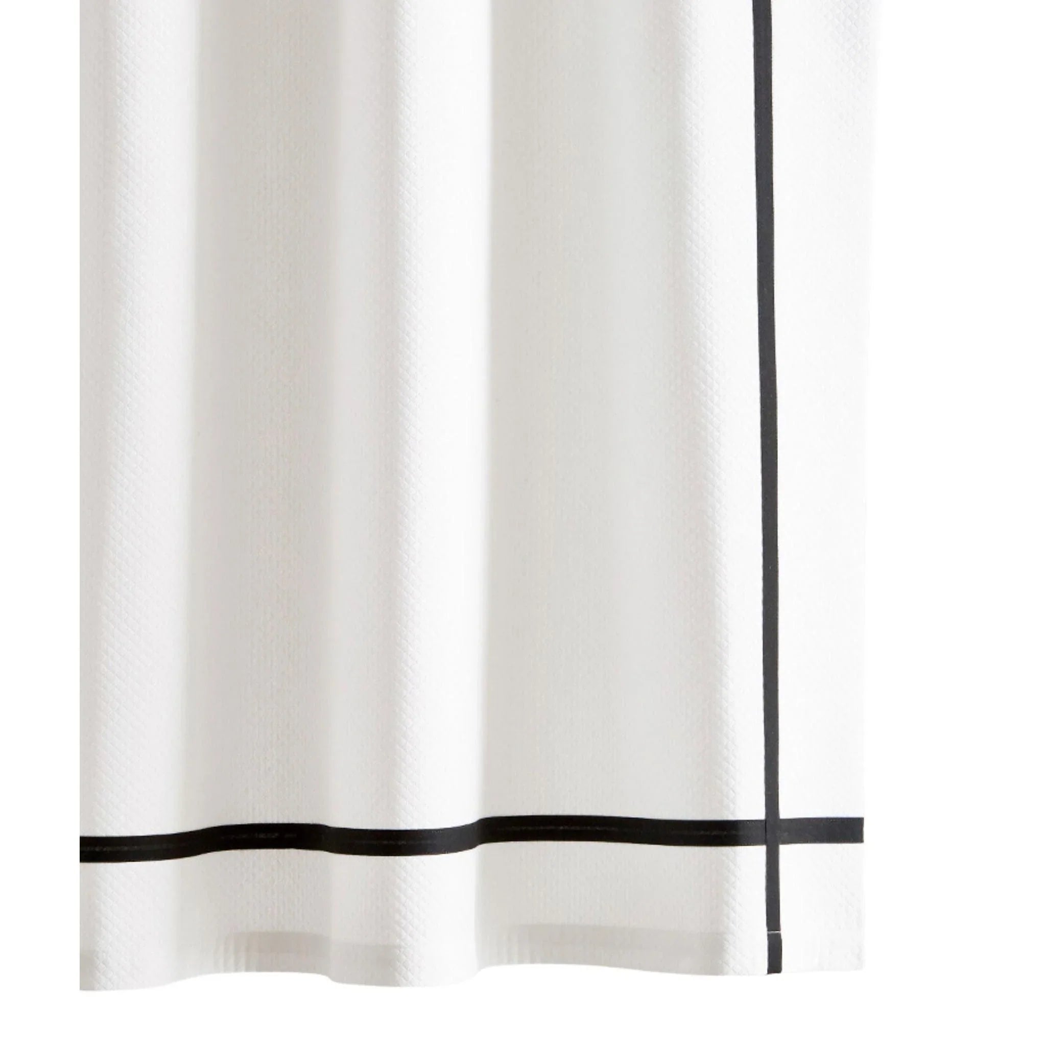 Beck Overlapping Tape Trim Shower Curtain - Waterproof Bathroom Decor with Rust-Resistant Grommets for Home, Hotel & Spa Use